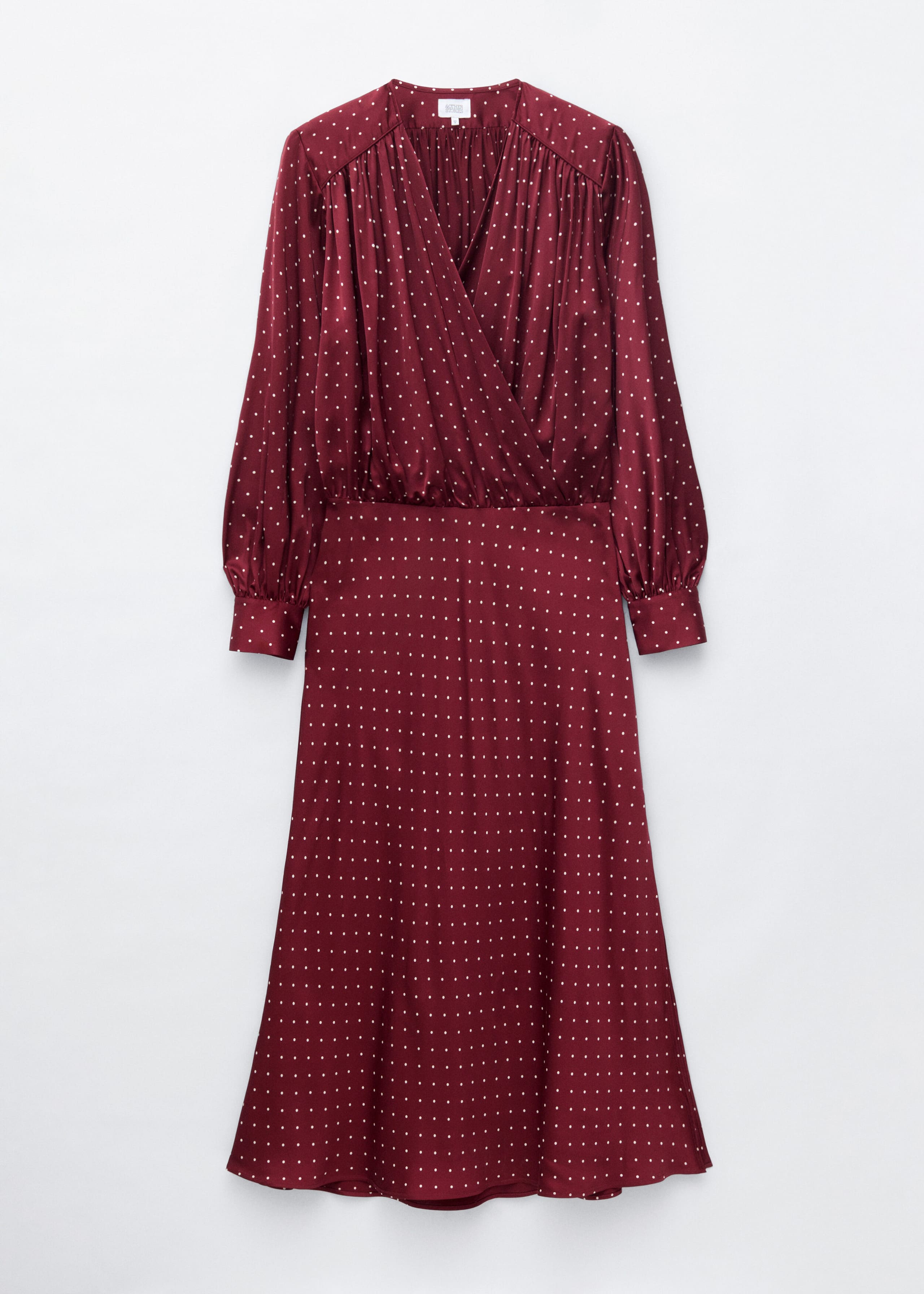 V-Neck Wrap Dress - Dark Red/Dots - Lookbook