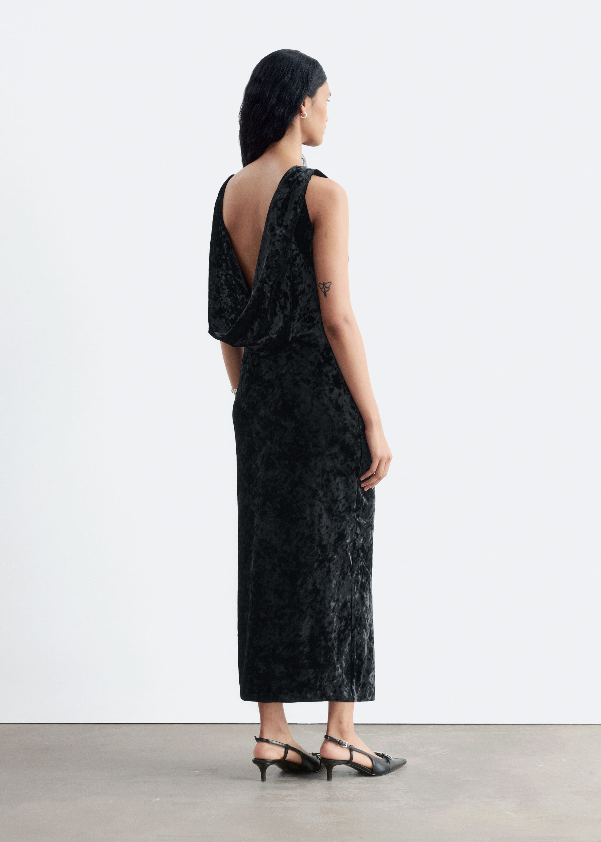 Bias-Cut Velvet Dress Black