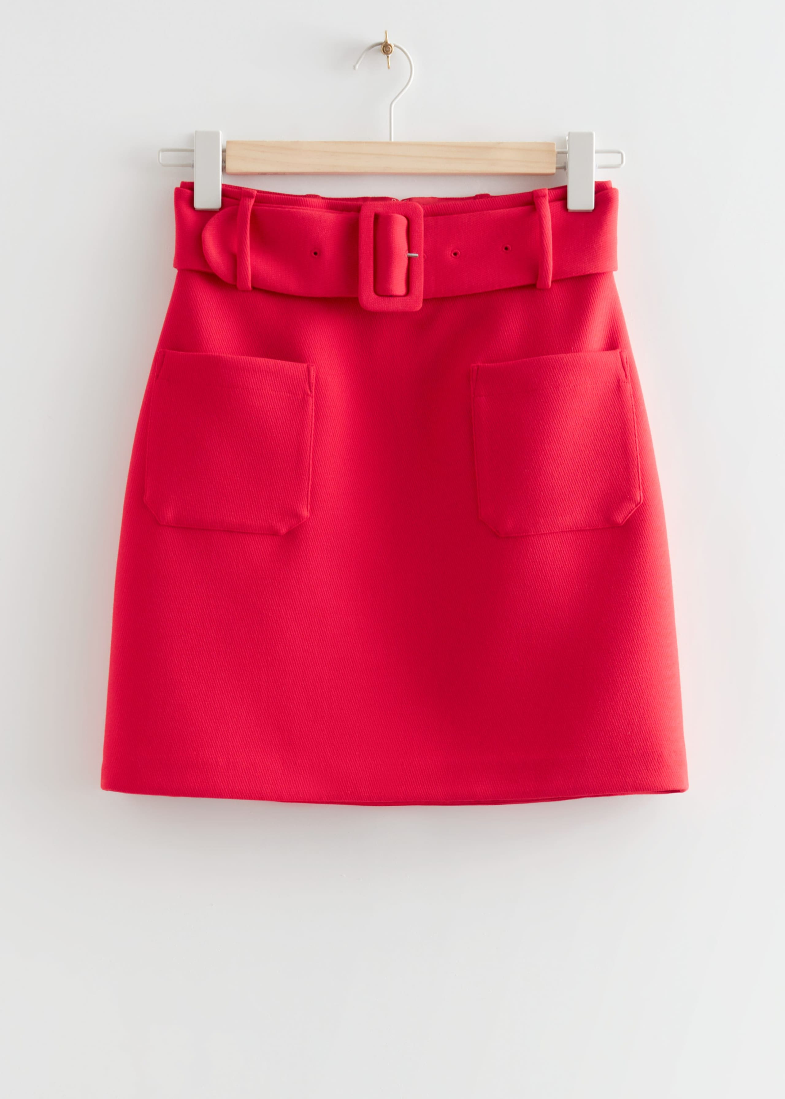 Belted Mini Skirt - Red - Still Life