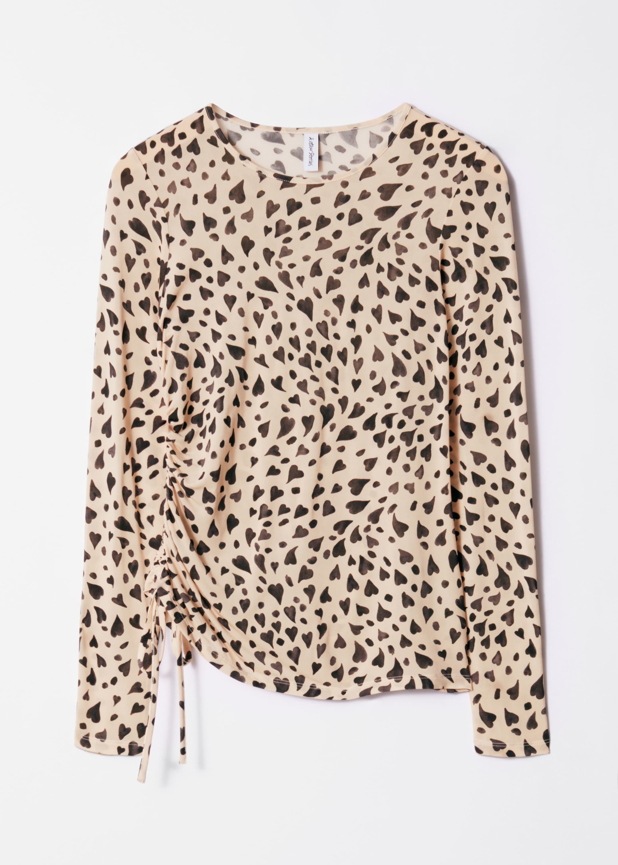 Ver imagen más grande: Top fruncido con cordón de ajuste - Estampado de corazones - MUJER | H&M ES 1