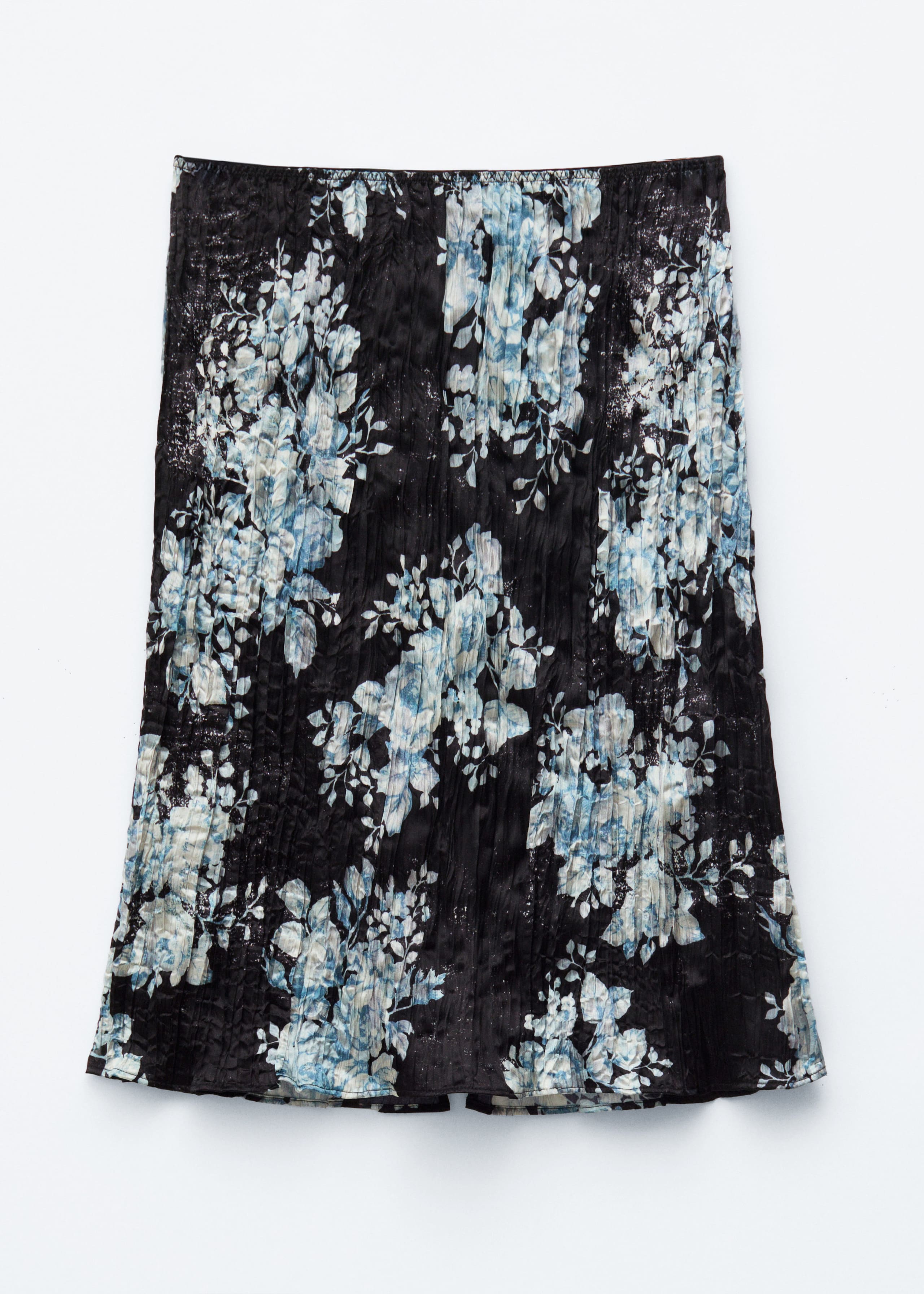 Knee-Length Crêpe Skirt - Black/Floral - Still Life