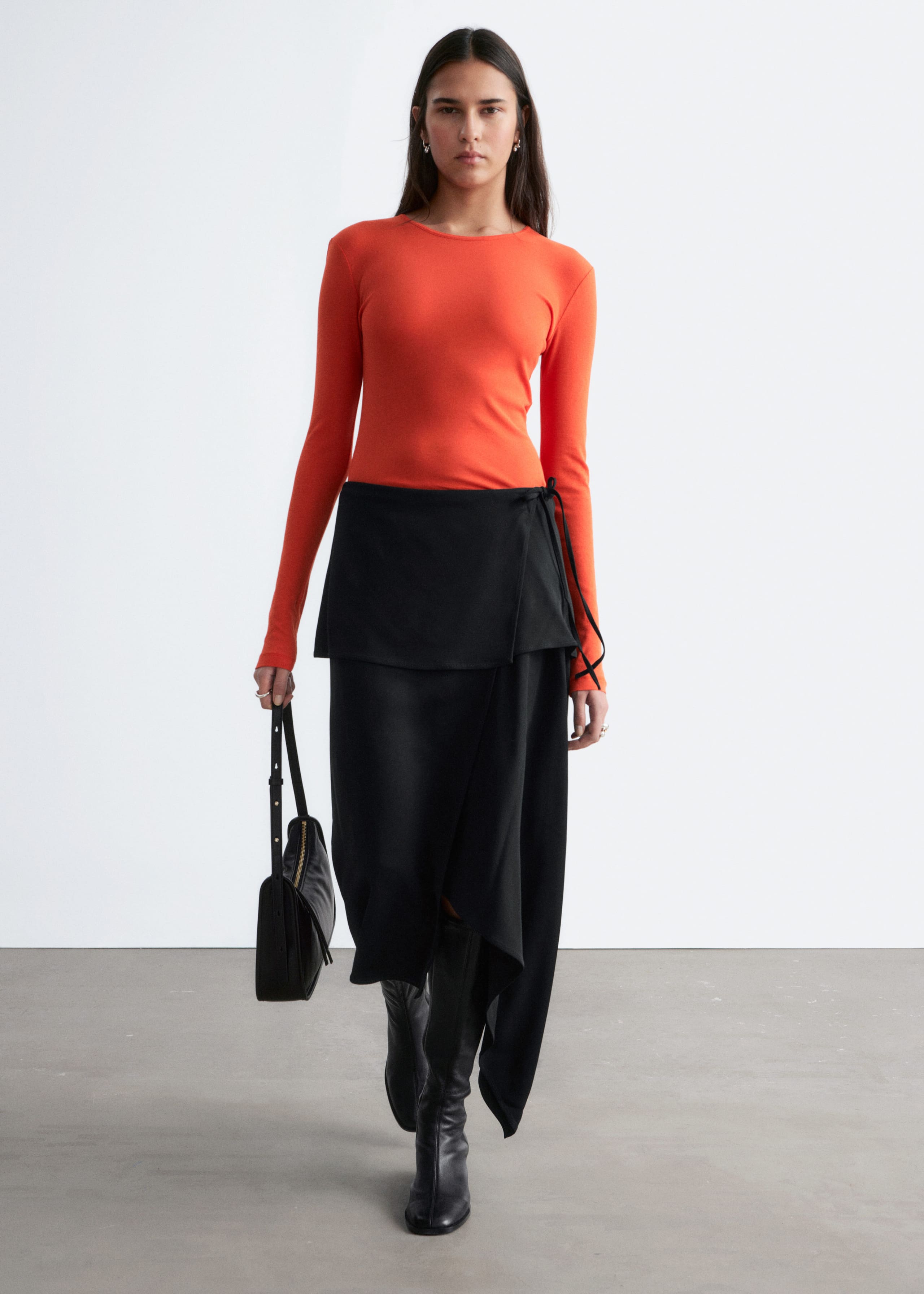 Image of Asymmetric Wrap Midi Skirt