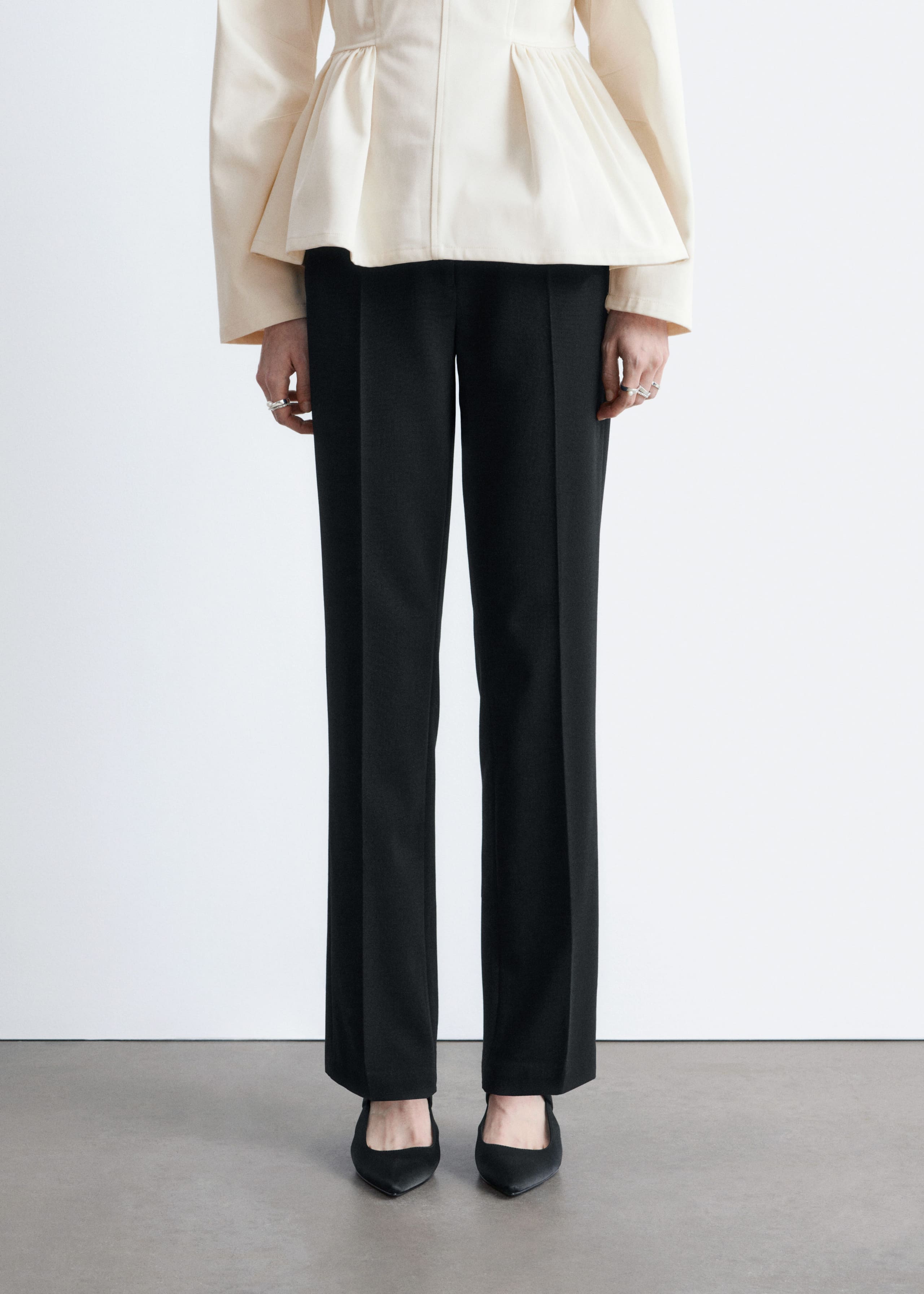 Image of Wool-Blend Tailored Trousers