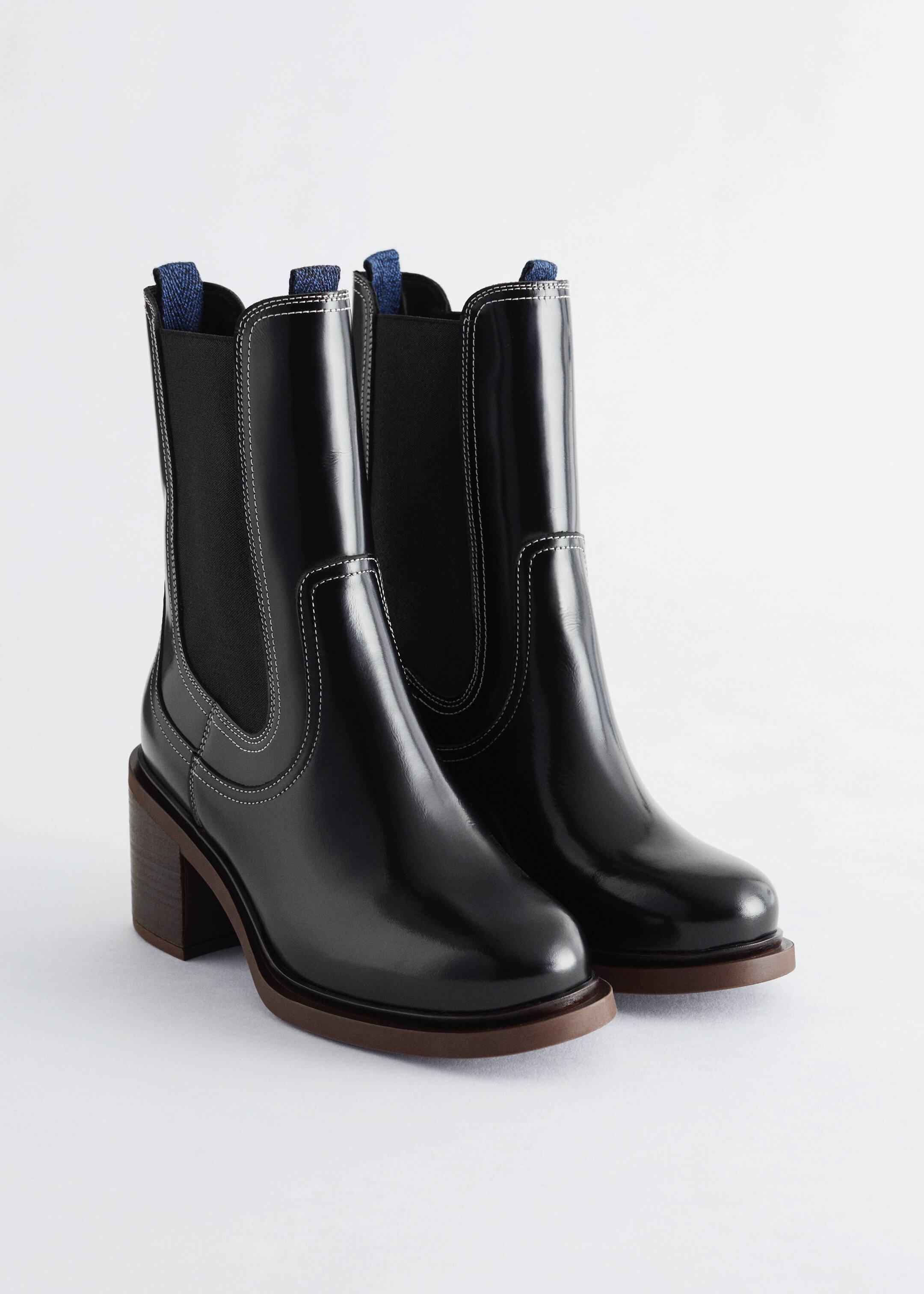 Grösseres Bild ansehen: Chelsea-Boots aus Leder mit Absatz - Schwarz - DAMEN | H&M CH 2