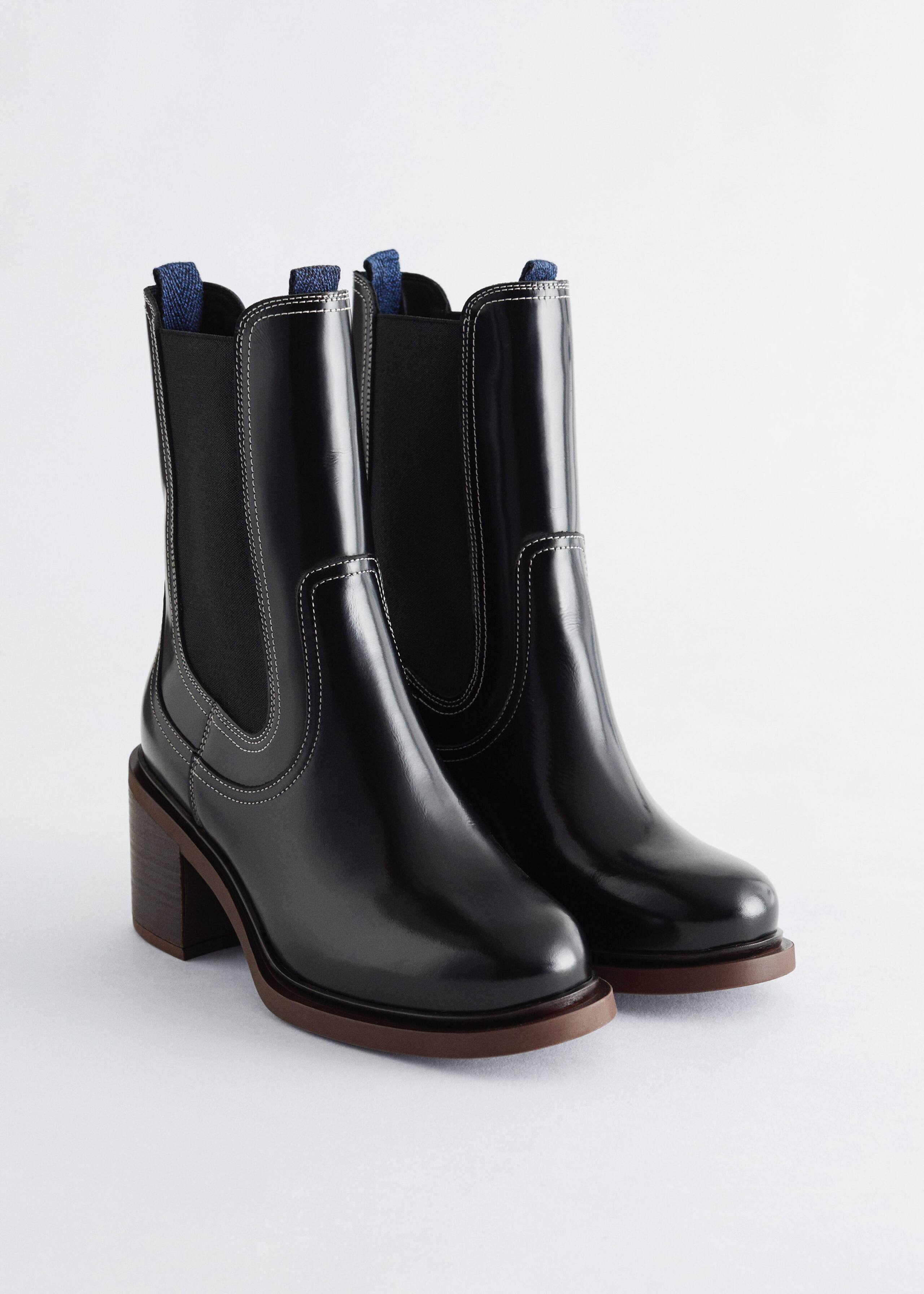 Spot On Stivaletti Cowboy Da Donna - Modello Wellington Impermeabile - Nero - Tacco Grosso