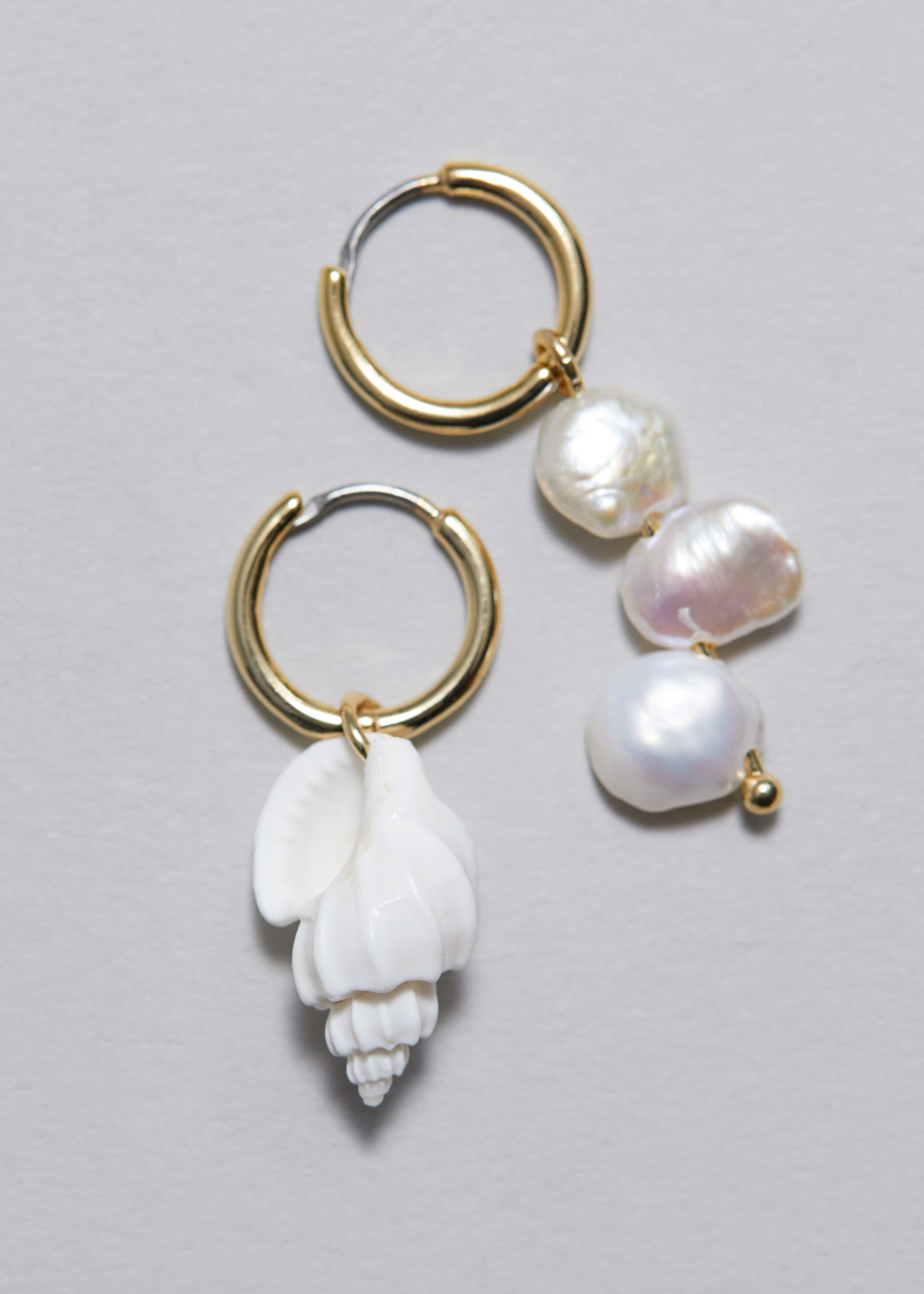 Seashell Hoop Earrings - Gold/Pearl - Still Life