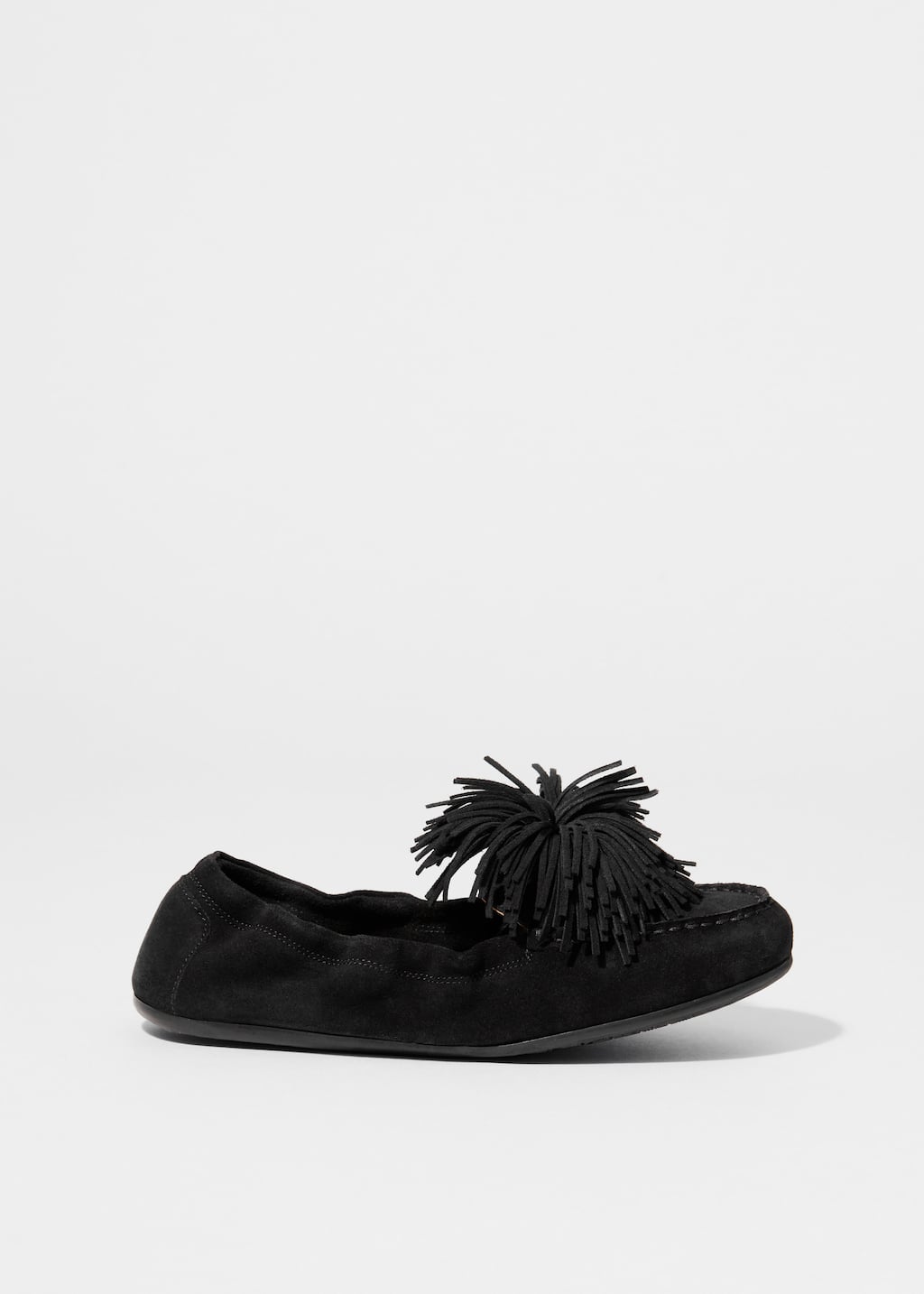Image of Pompom Suede Loafers