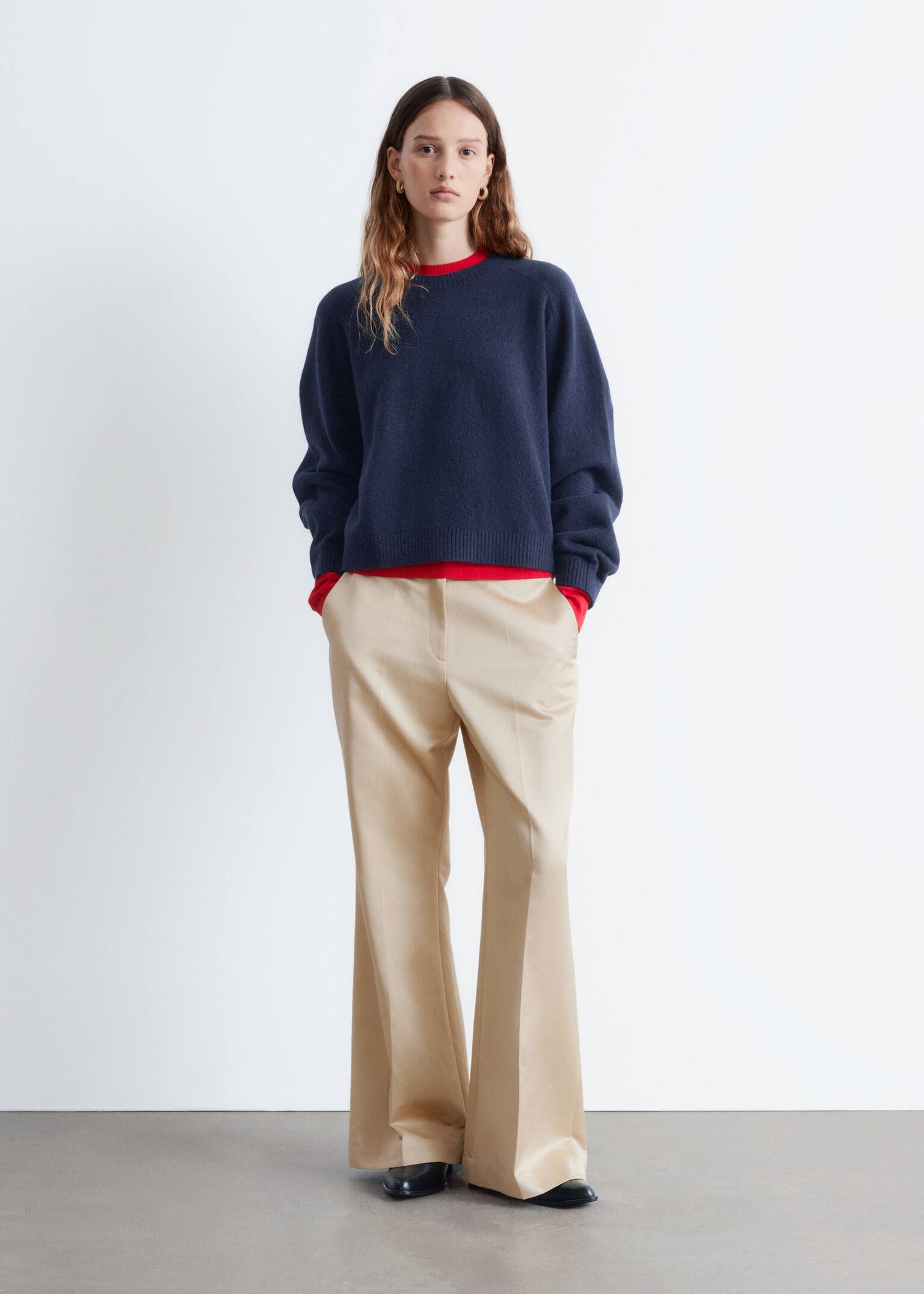 Knitted Sweater - Dark Blue/Dark Red/Light Grey/Black/Dark Brown/Light Pink/Light Green/Beige/Dark Turquoise - 4