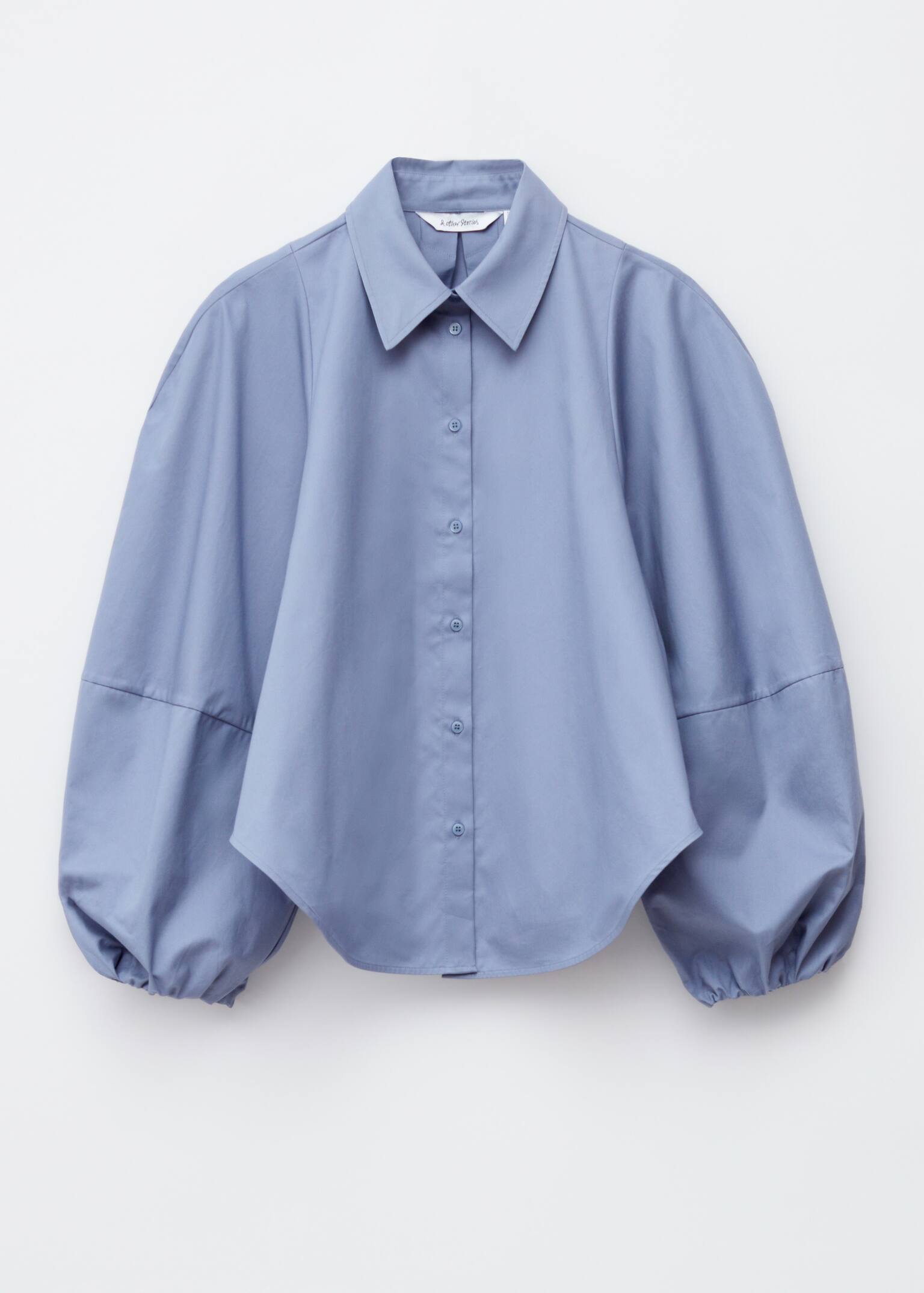Bluse mit voluminösen Ballonärmeln - Taubenblau - 2