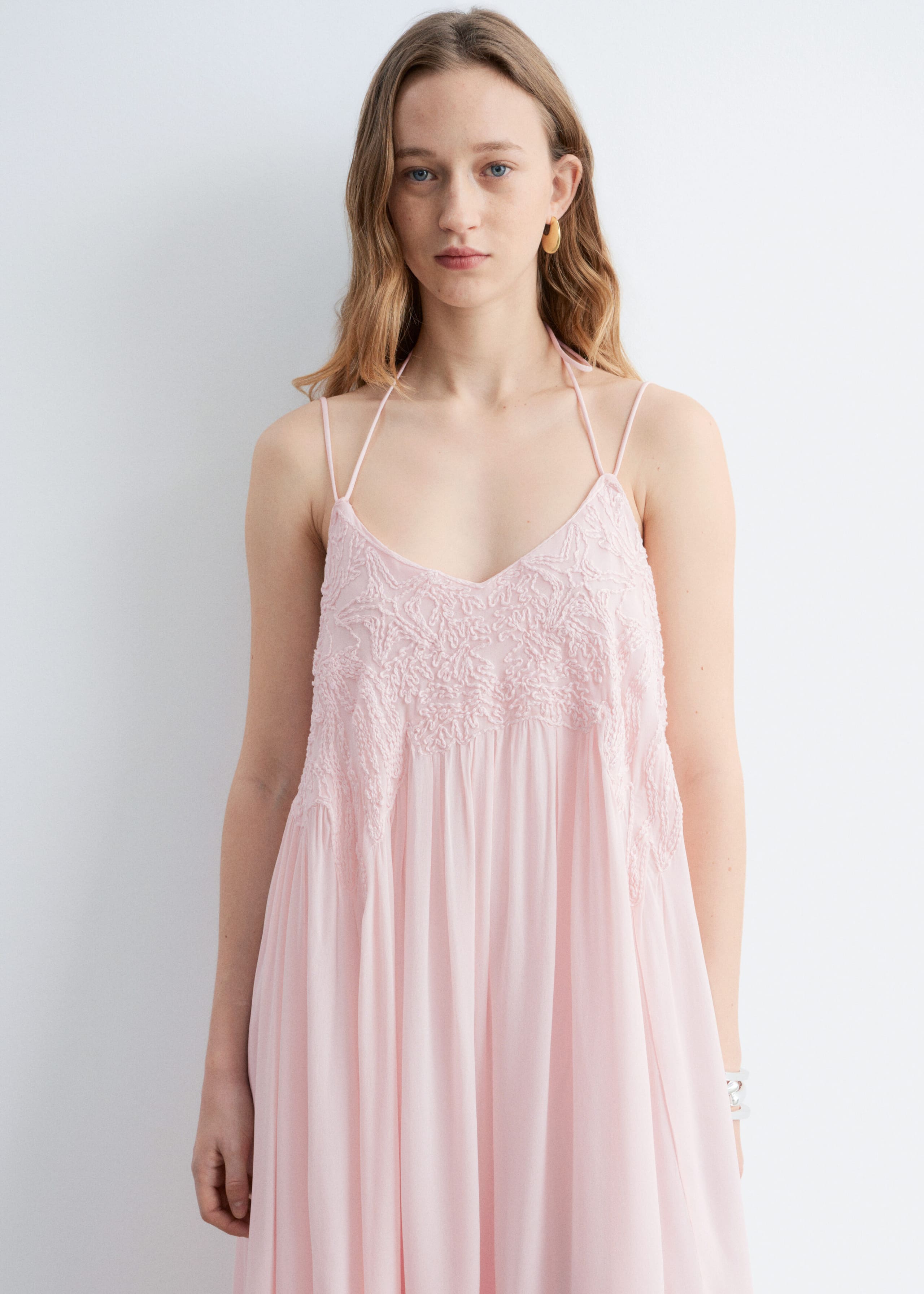 Image of Strappy Embroidered Maxi dress