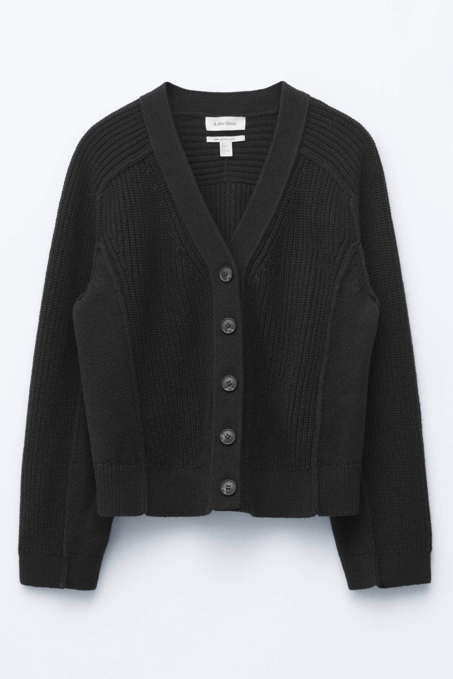 Cardigan en laine mérinos - Noir/Couleur crème - 2