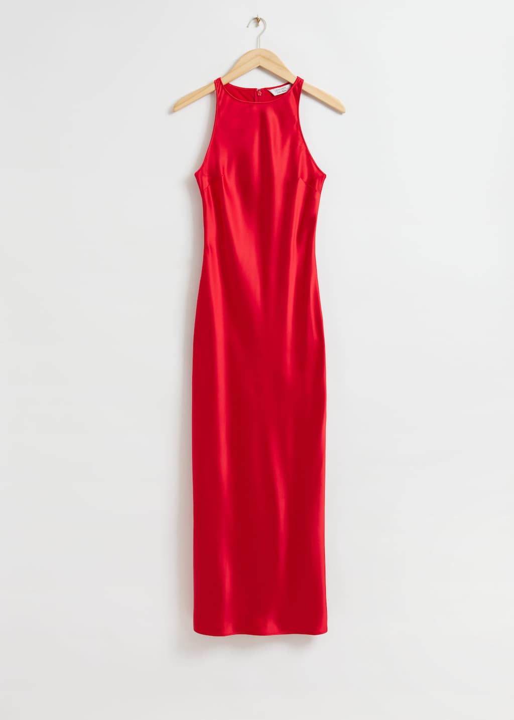 Vestido midi de satén ajustado - Negro - Bodegón