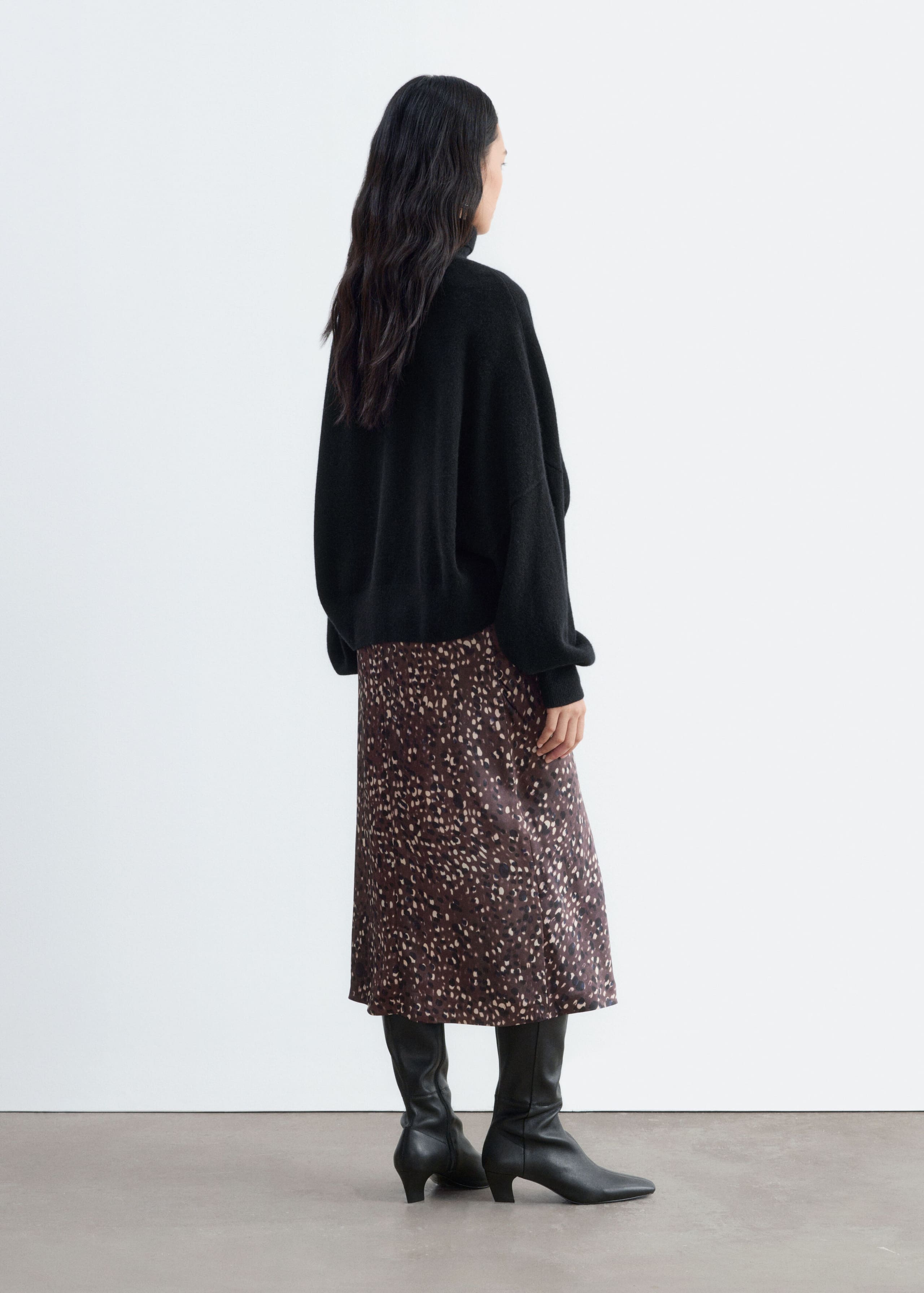 Draped Midi Skirt Dark Brown/Printed