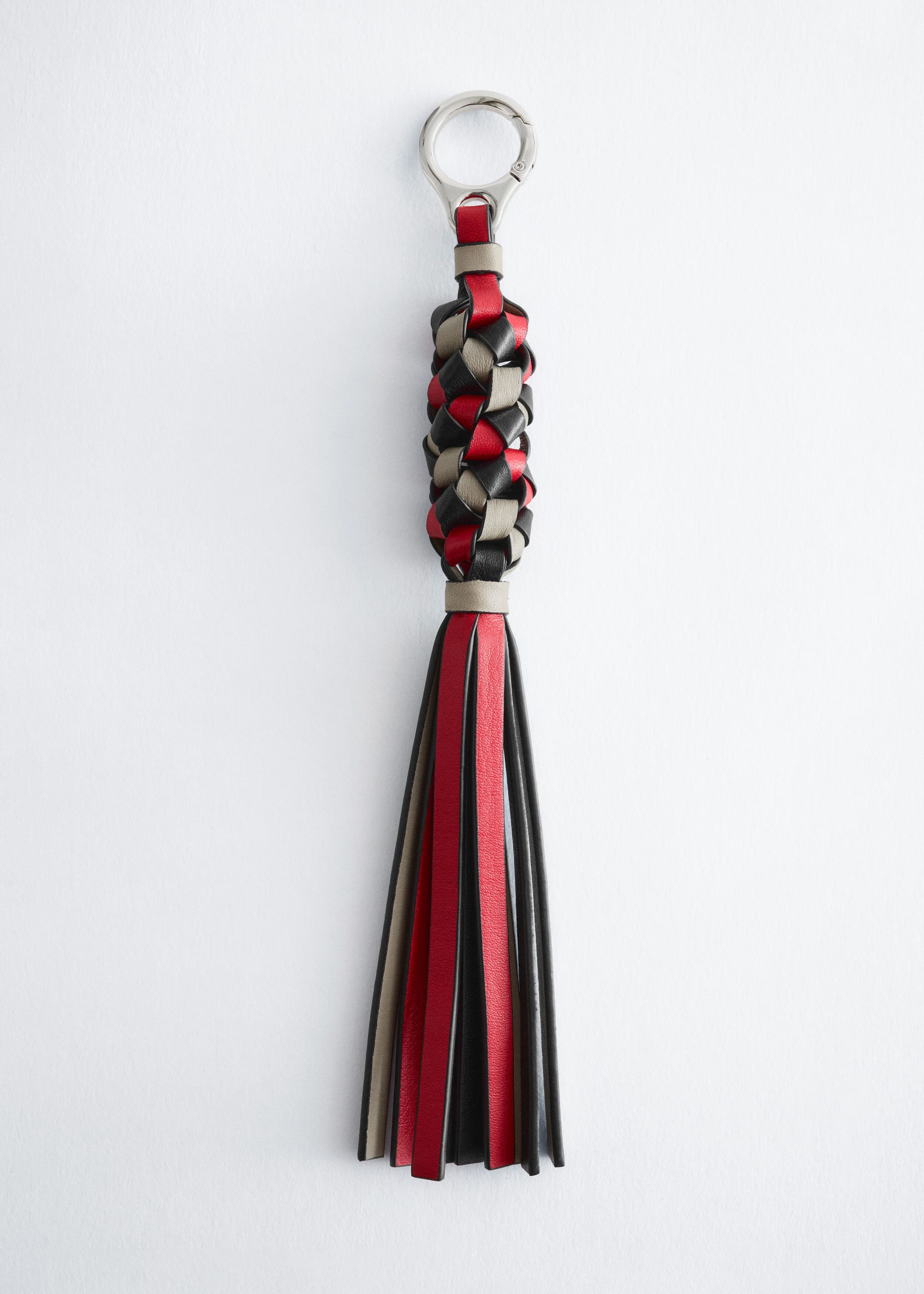 Leather Tassel Bag Charm - Red/Black/Grey - Still Life