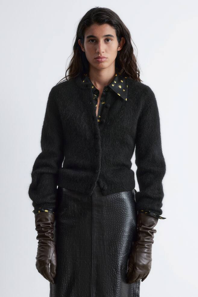 Cárdigan de punto cepillado - Negro - 2