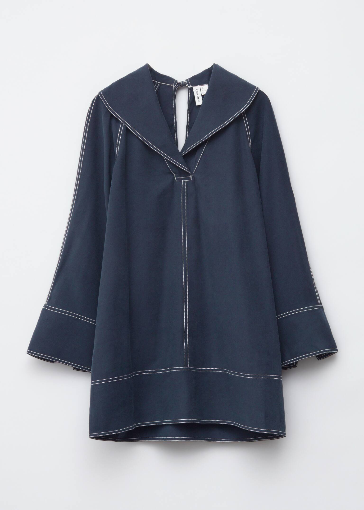 Sailor-Collar Mini Dress - Navy Blue - 2