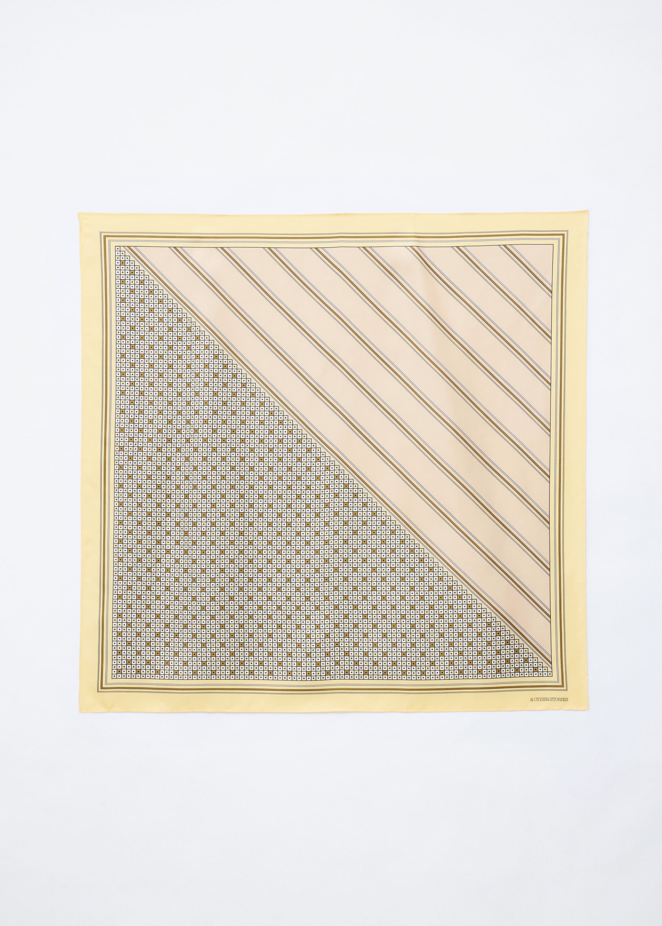 Printed Silk Scarf - Yellow/Beige - Still Life