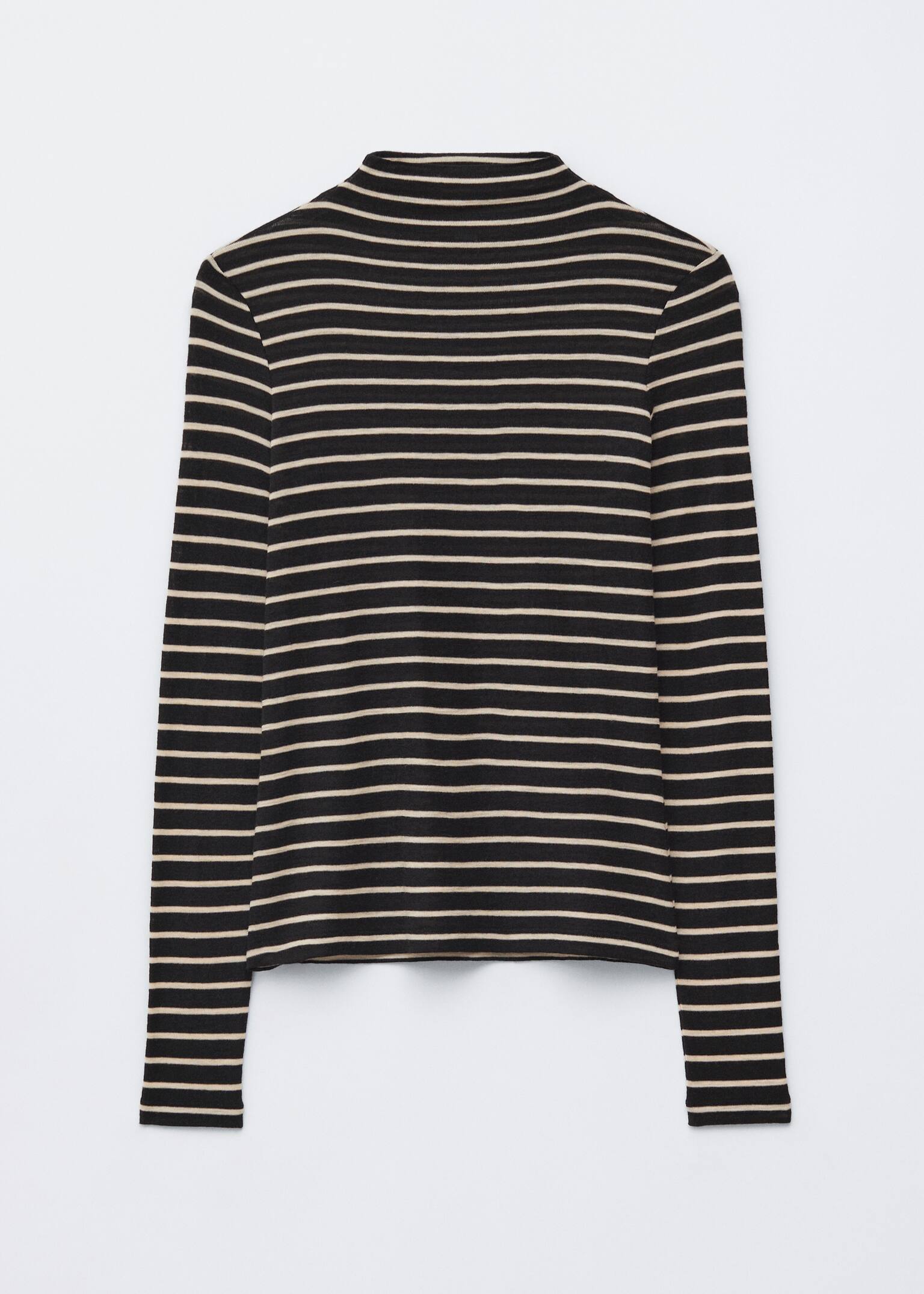 Mock-Neck Top - Black/Beige Stripes/Beige Print/Black/Brown Checked/Brown Leopard/Dark Brown/Red/Black Stripes - 2