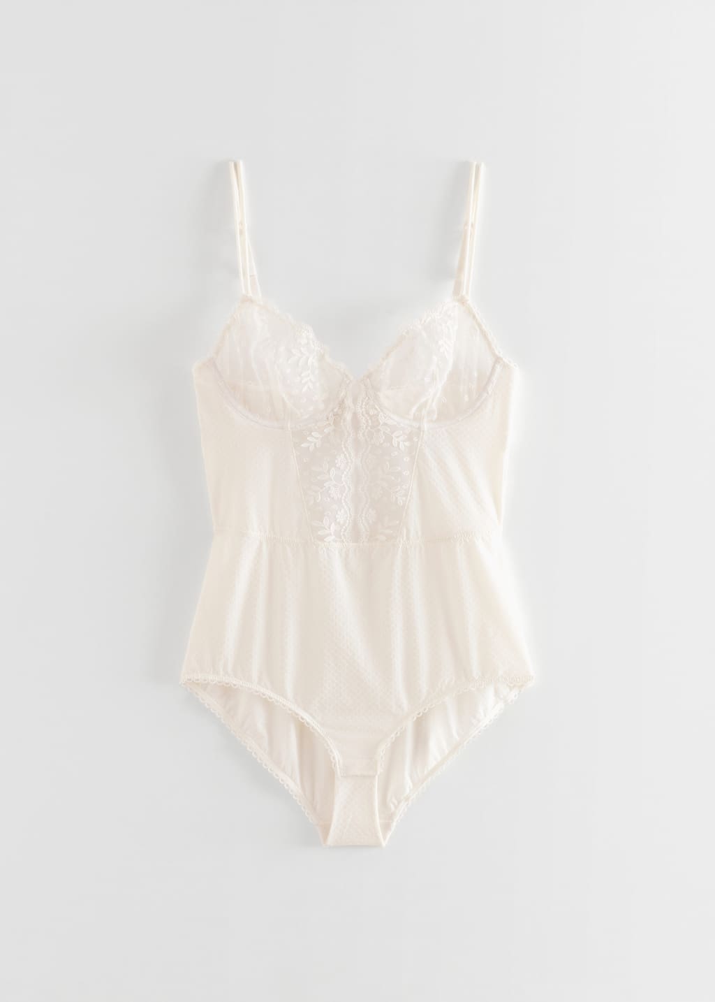 EmbroideredLace-TrimBodysuit - Ivory - Bodegón