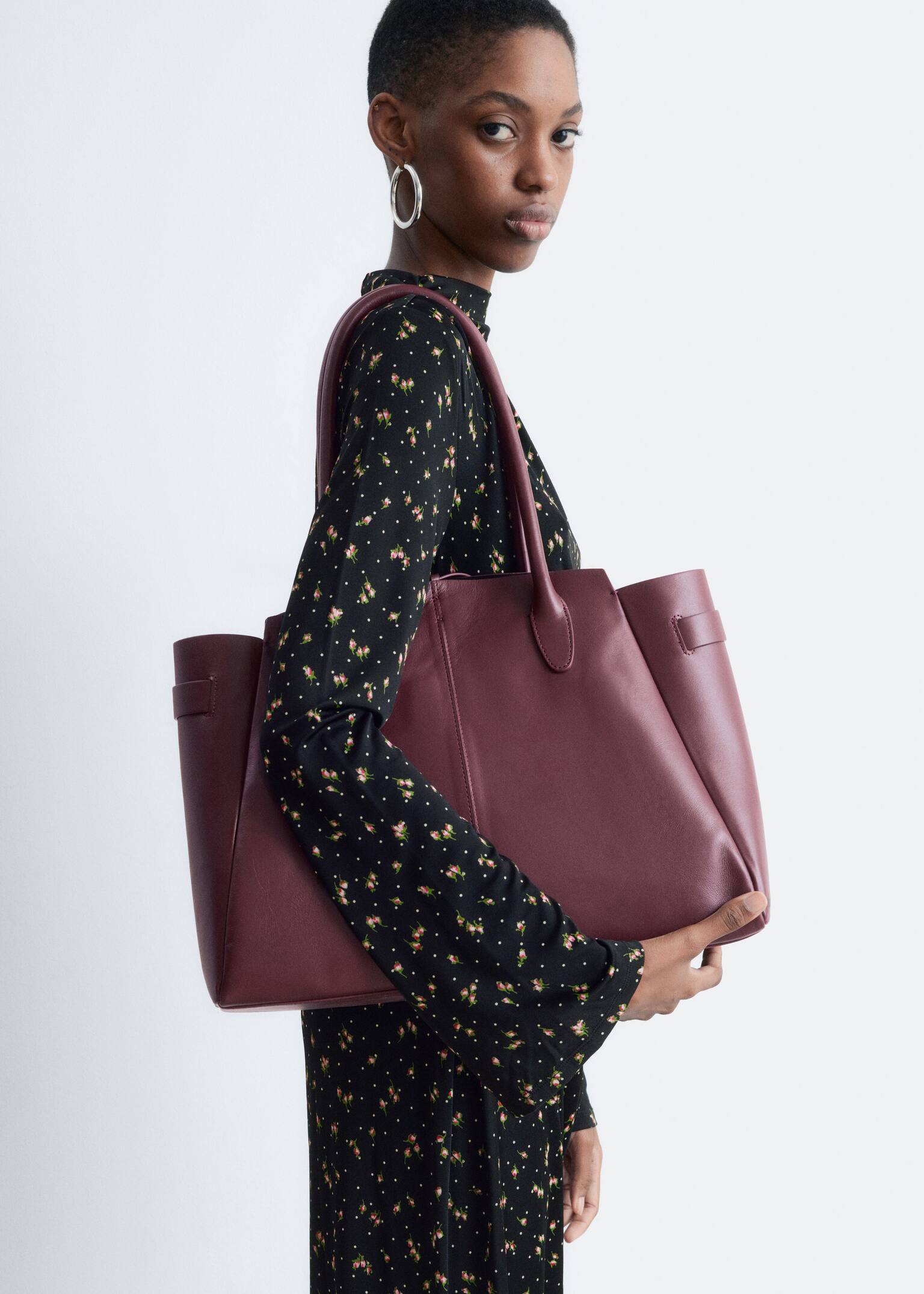 Tote Bag - Bordeaux foncé/Gris foncé/Vert kaki/Noir