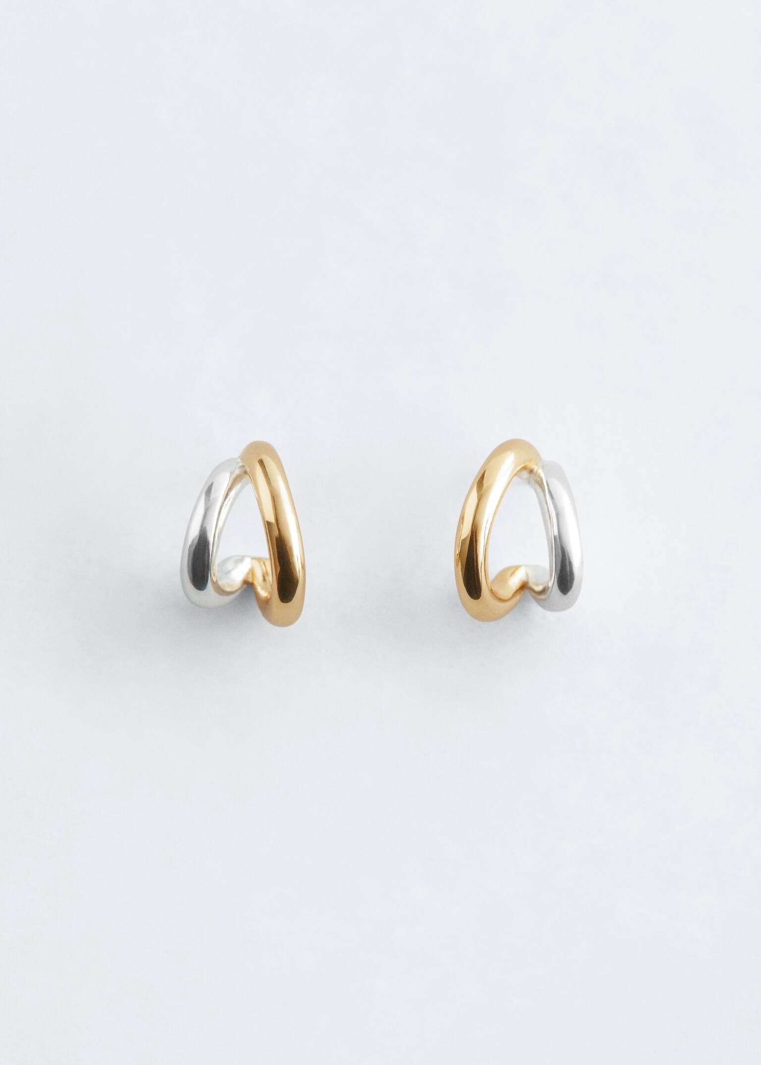 Double Hoop Earrings - Silver/Gold - 1
