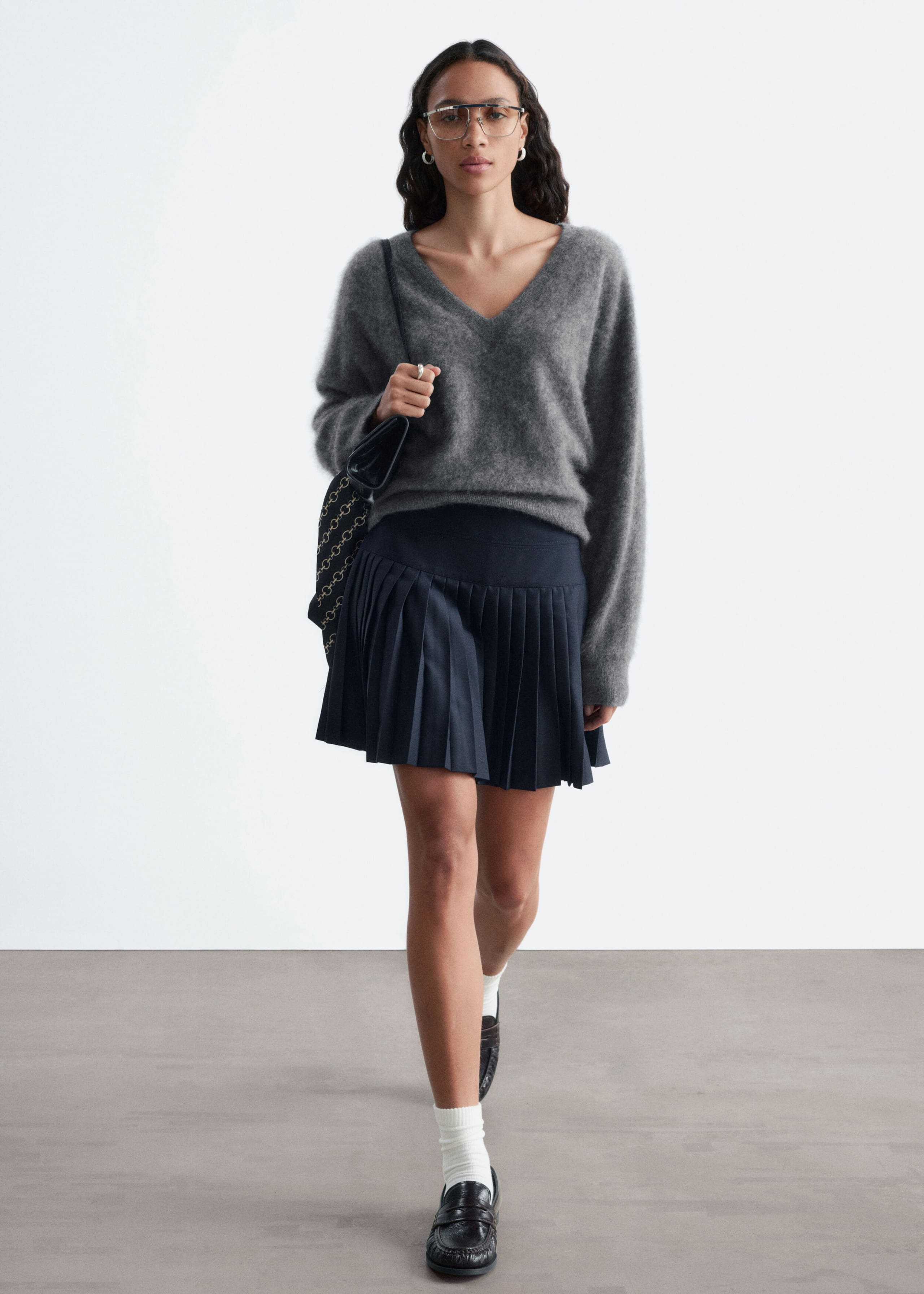 Plissee-Minirock - Dunkelblau - Lookbook