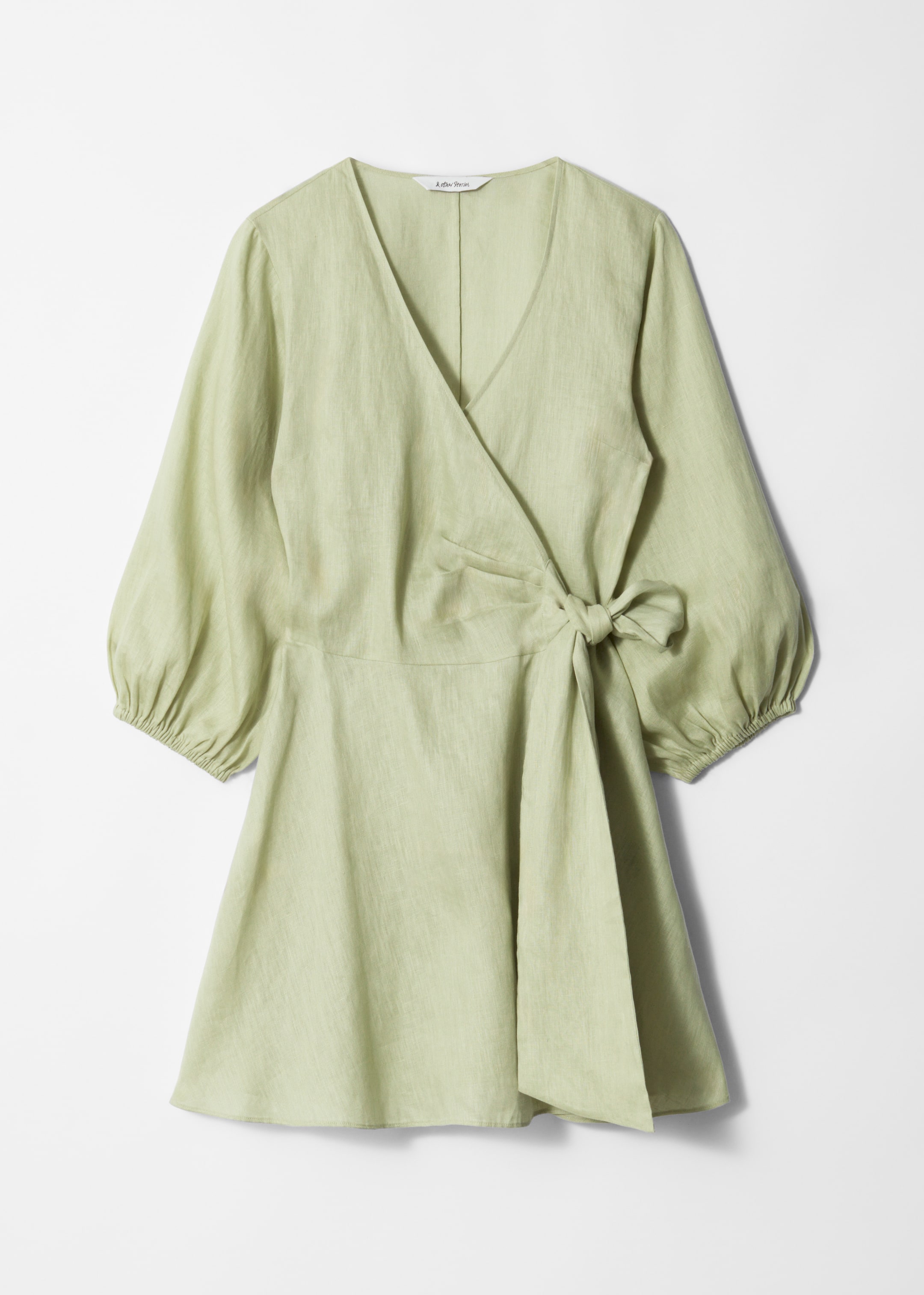 Visualizza immagine più grande: Mini abito a portafoglio in lino - Verde chiaro - DONNA | H&M IT 5