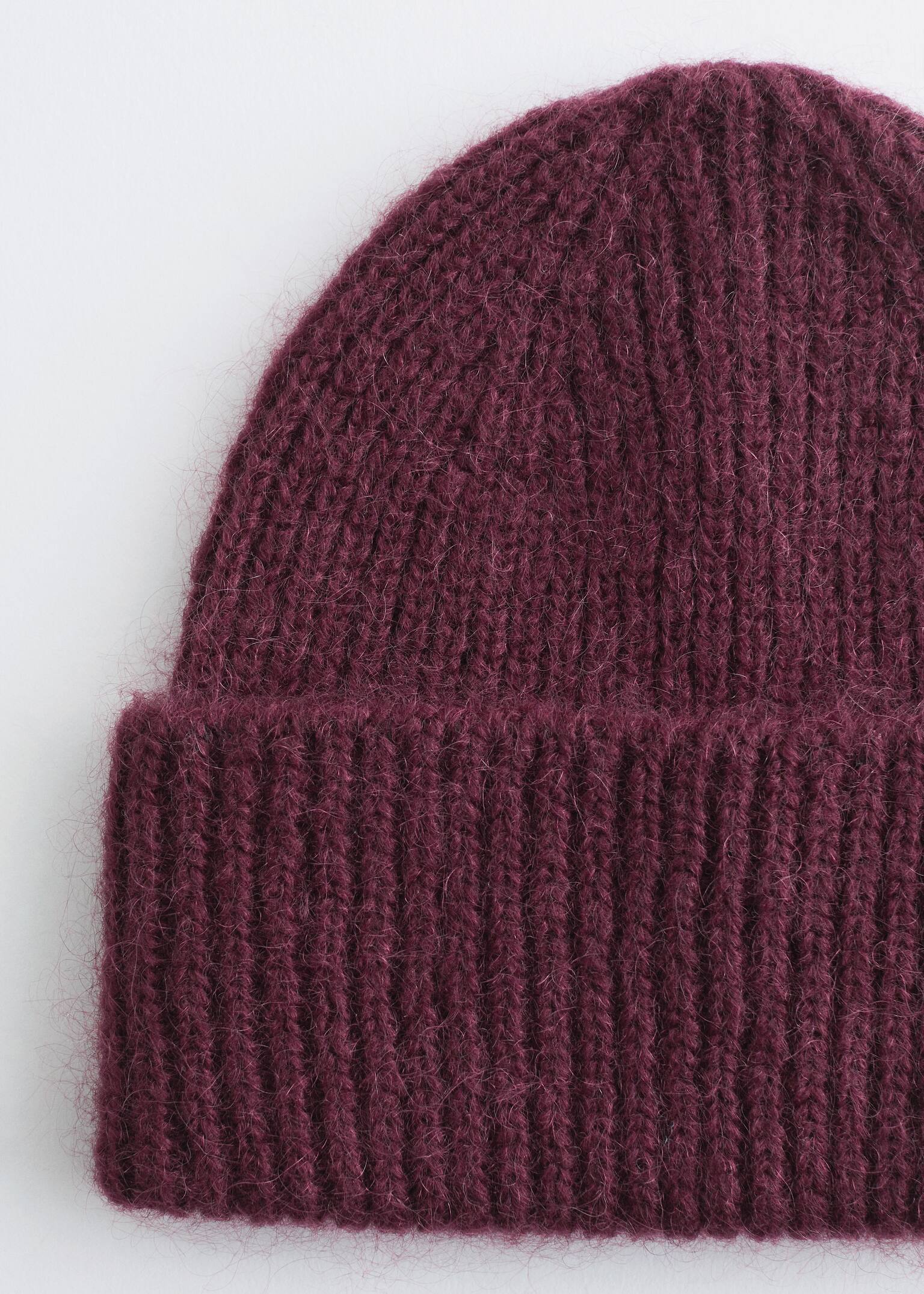 Beanie aus Wollmischung - Weinrot/Weinrot/Blau gestreift/Mahagoni/Taubenblau/Rot/Zitrone/Grau meliert/Schwarz/Beige - 4
