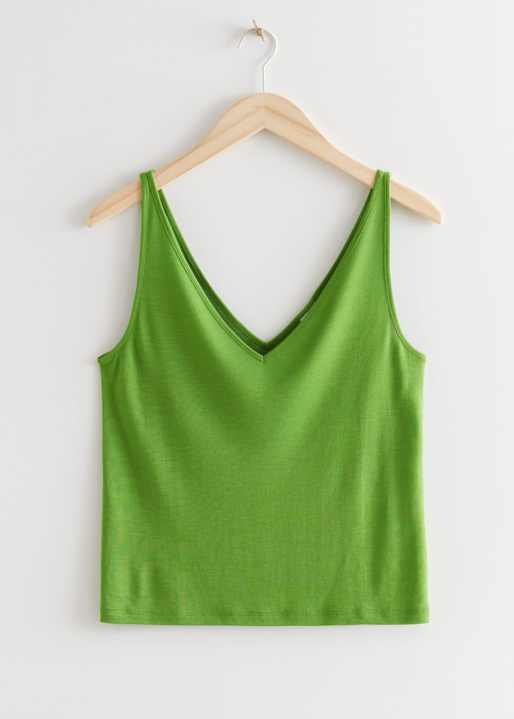 Ribbed VNeck Top - White - Bodegón