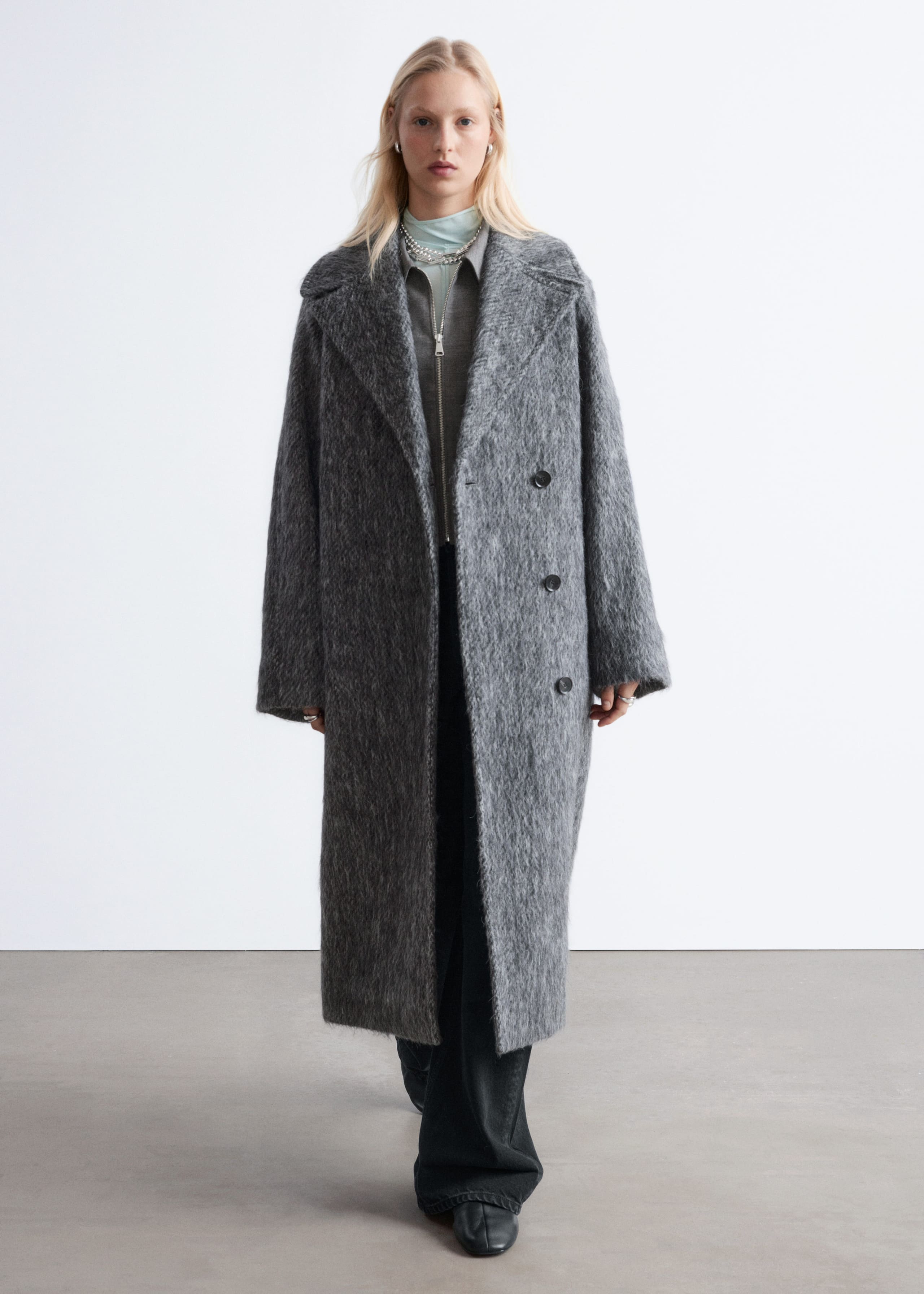 Image of Mantel aus gebürsteter Wollmischung