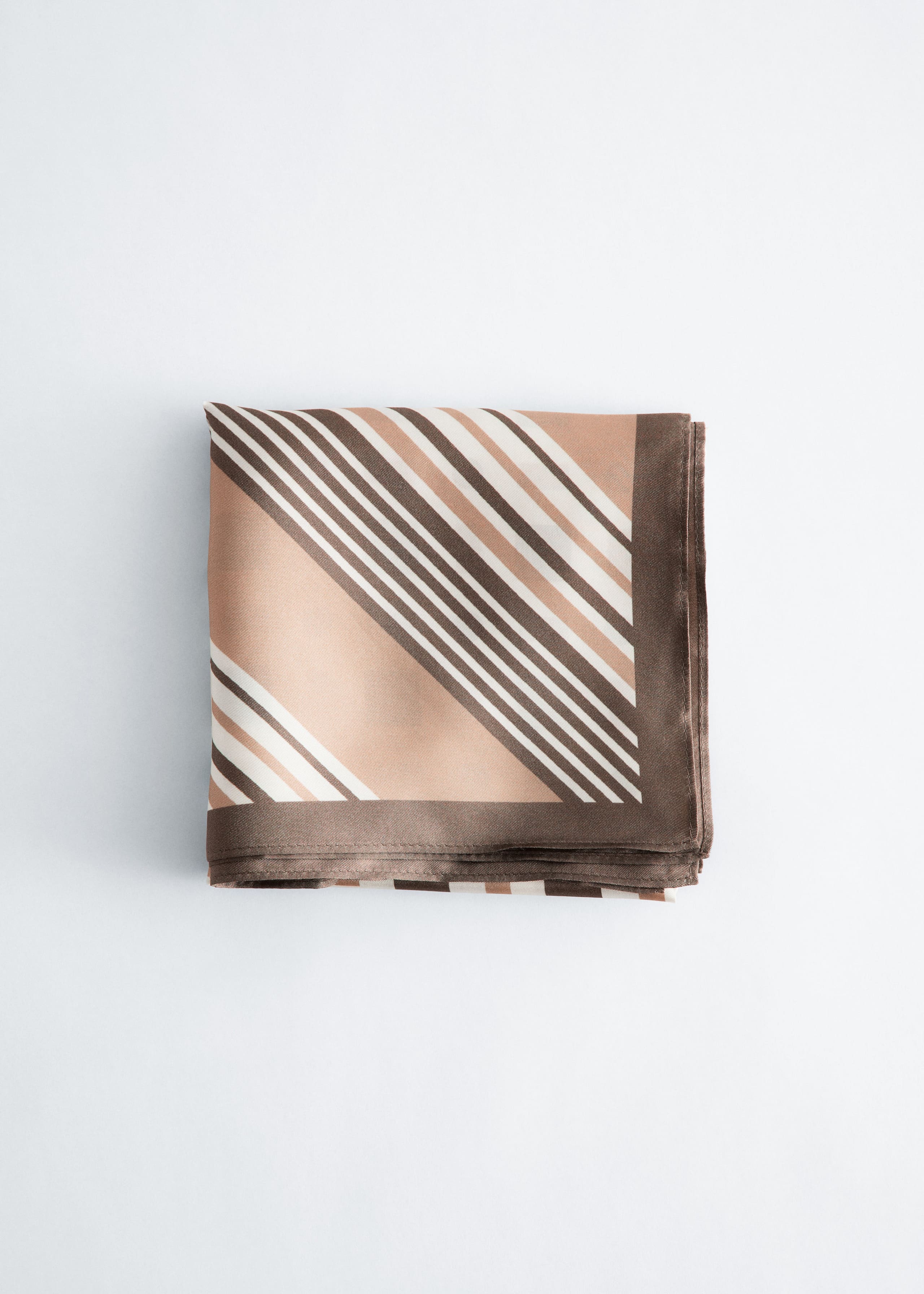 Graphic Print Silk Scarf - Apricot/Brown - Still Life