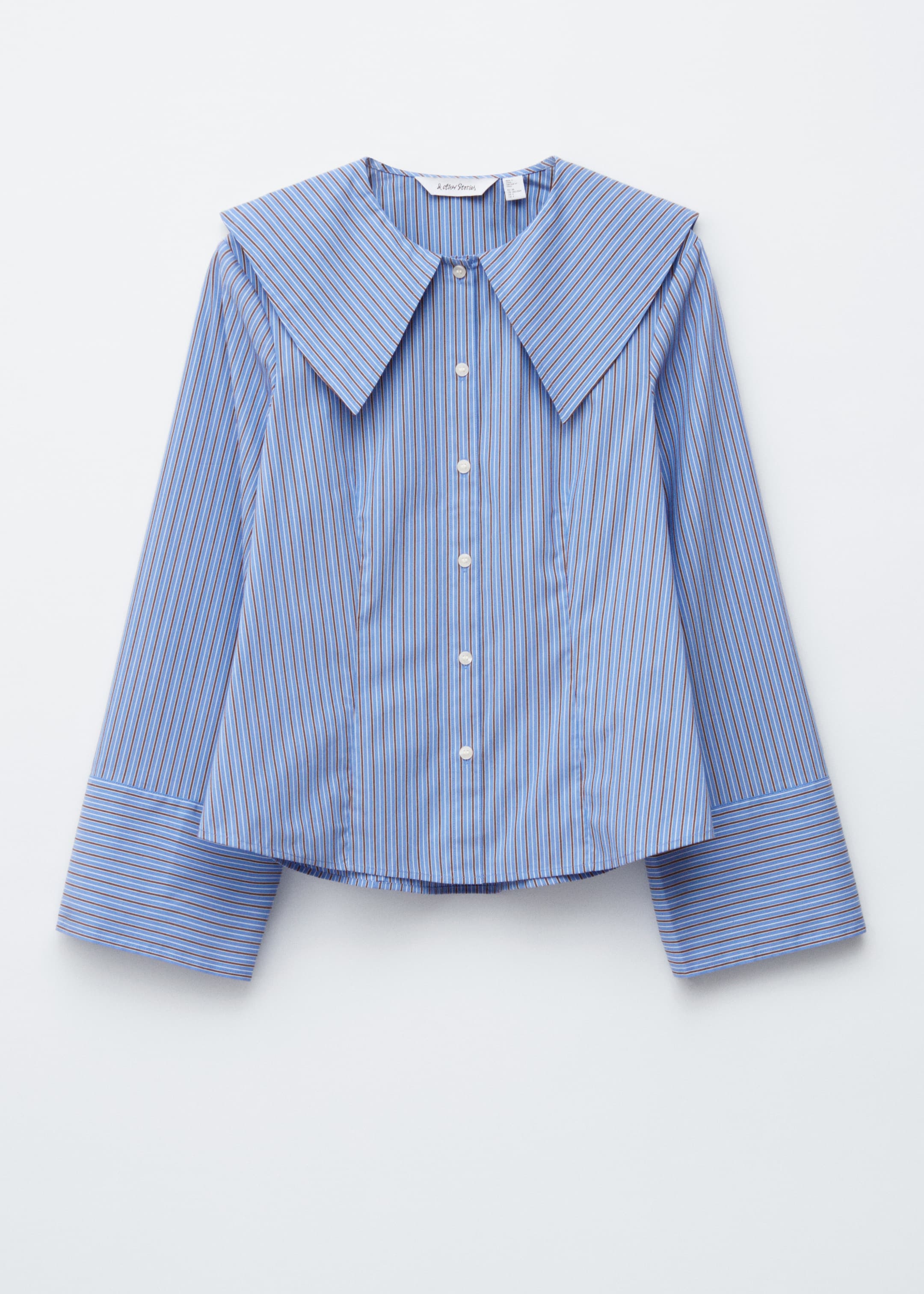 Se større billede: Stribet skjorte med overdimensioneret krave - Blå/brune striber - DAME | H&M DK 7