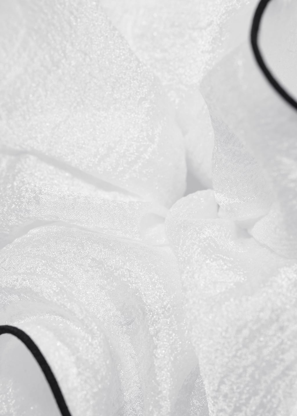 Piping-Detail Crêpe Scrunchie - White - Still Life