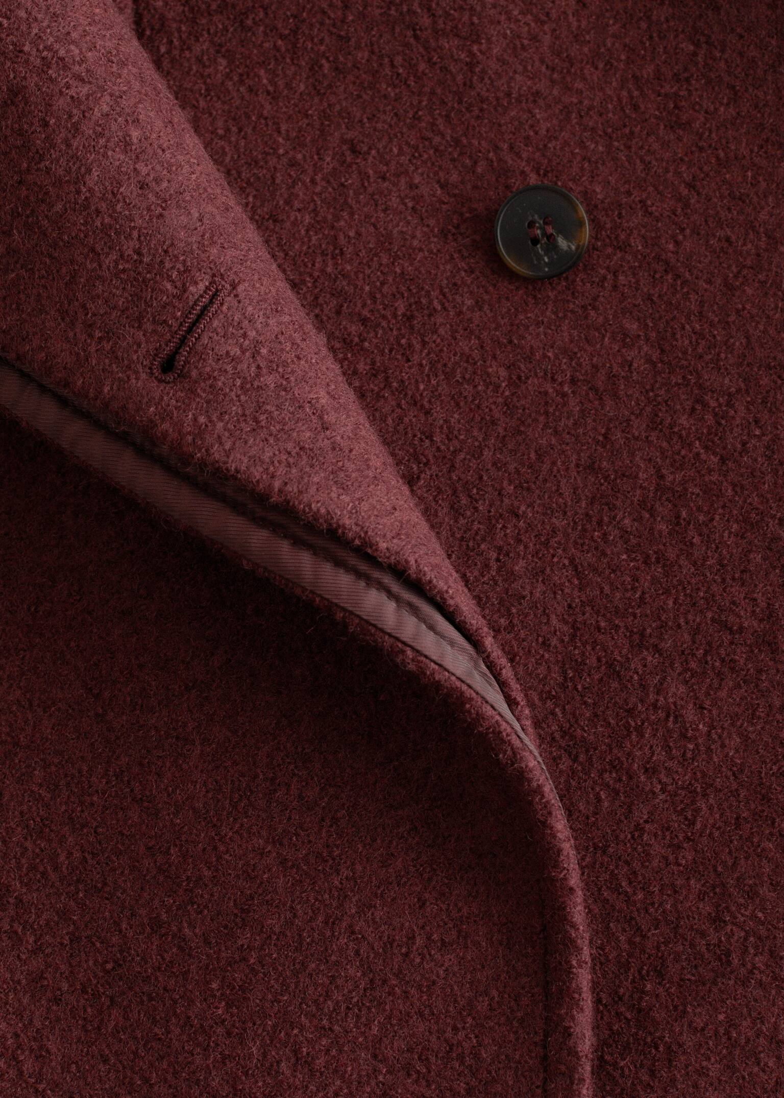 Asymmetric Wool Jacket - Tmavě červená/Mole/Černá - 6