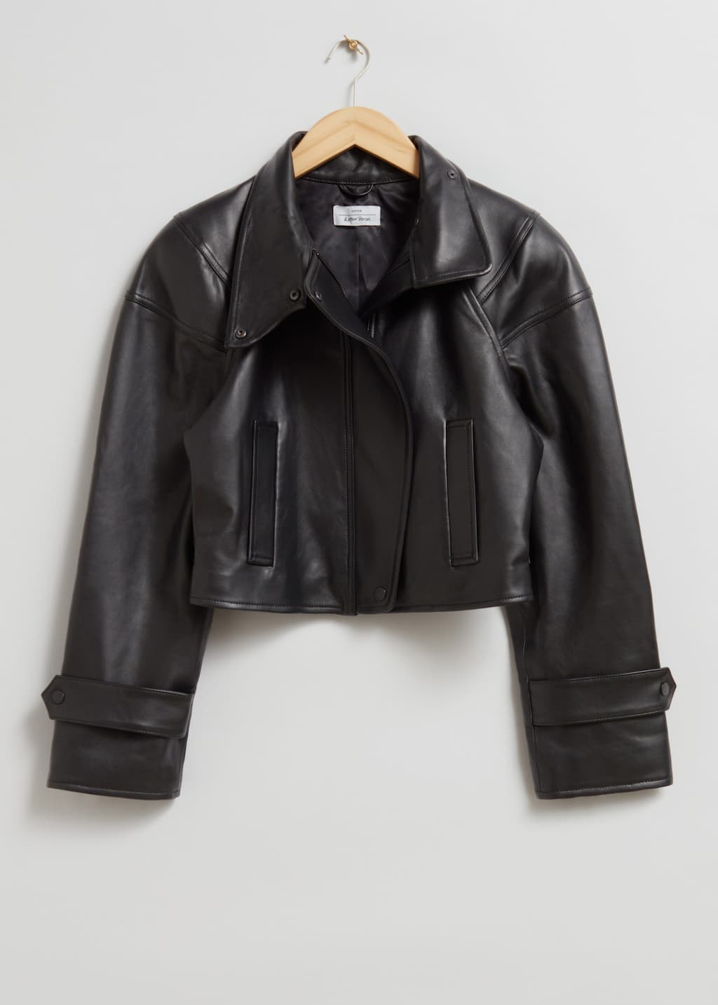 Cropped Leather Jacket - Black - Still Life