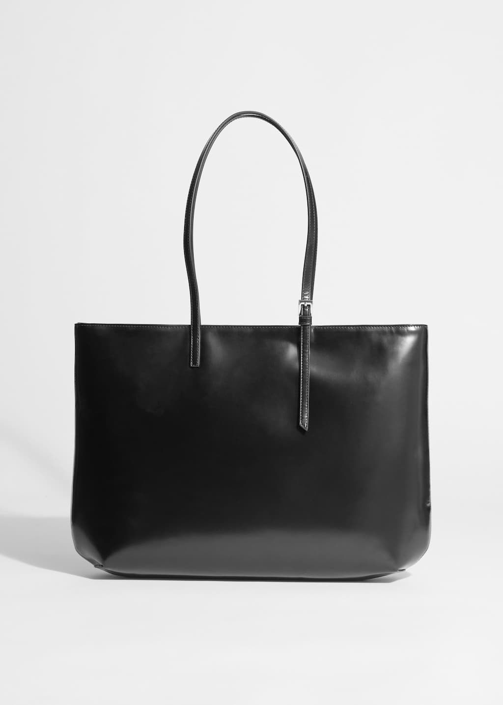 Structured Leather Tote - Black - Still Life