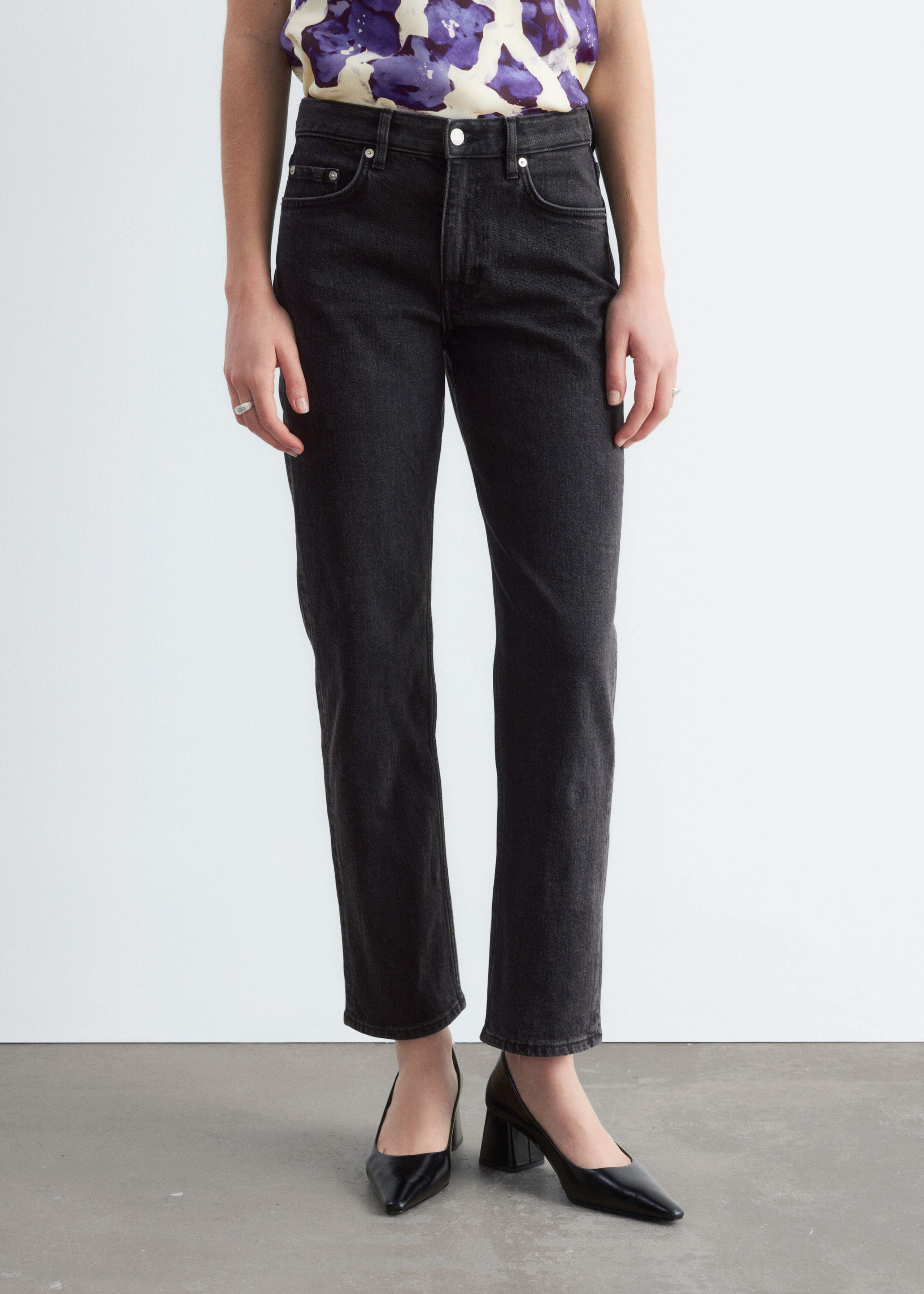Cropped Slim-Leg Jeans - Mid Blue - Lookbook
