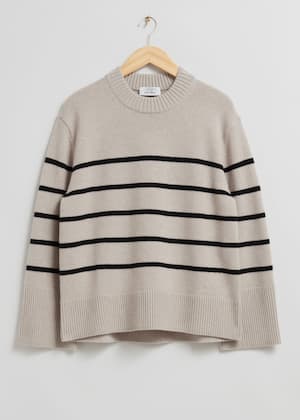 Beige/Navy Melange Stripe