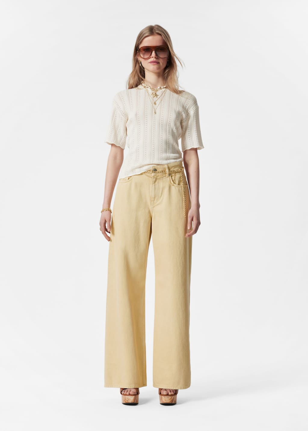 Image of Pointelle Knit T-shirt