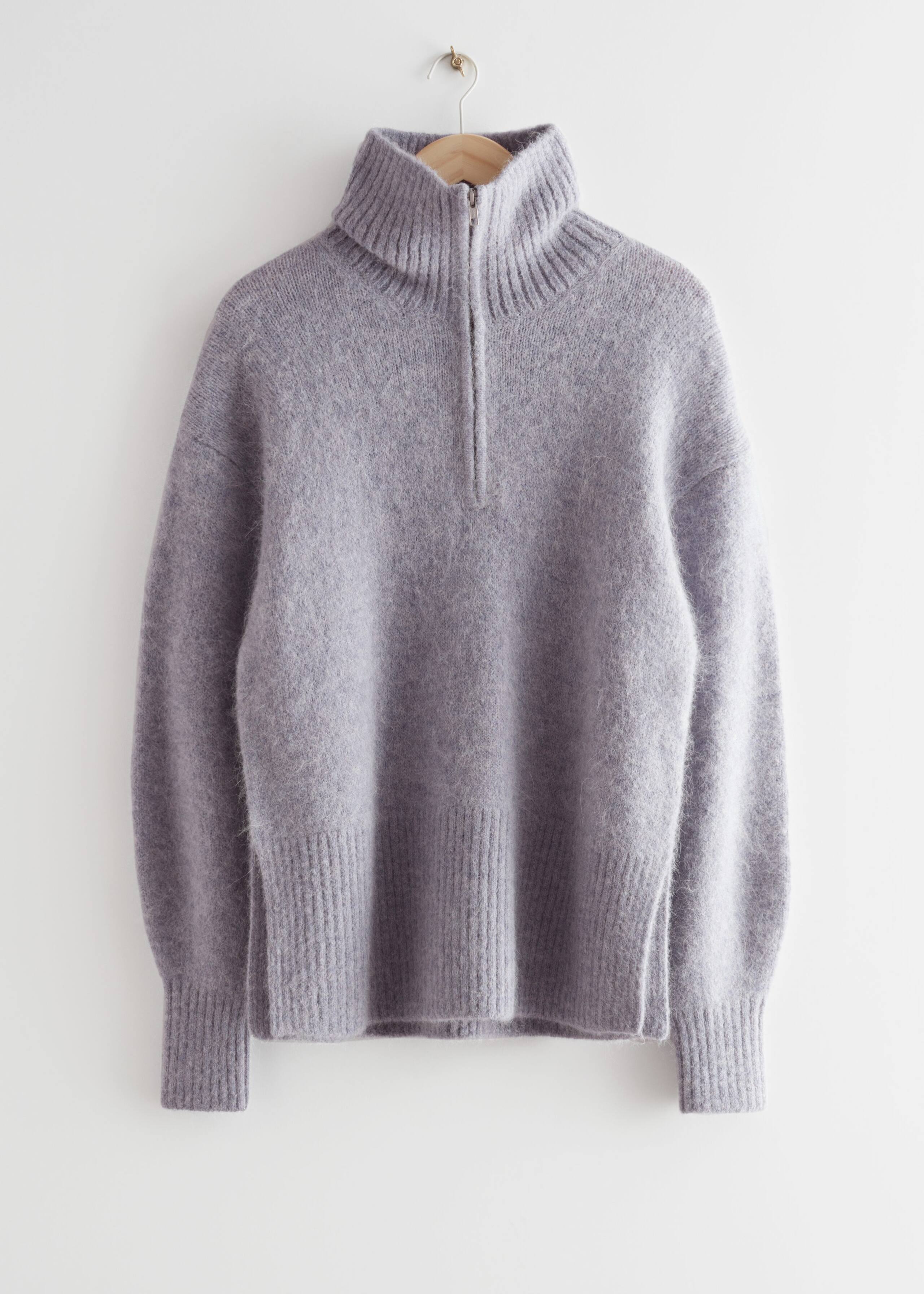 Oversized HalfZip Sweater - White - Bodegón