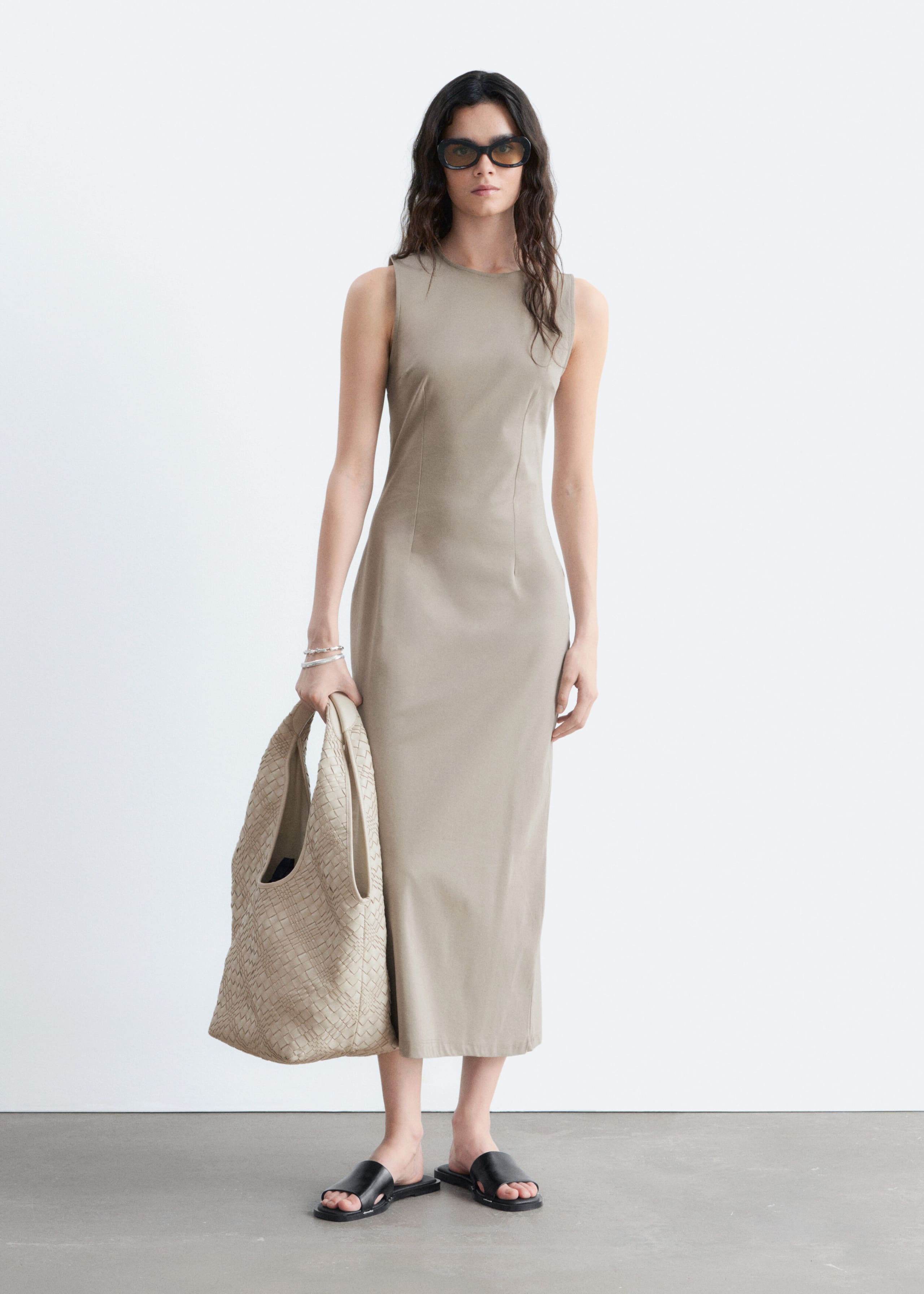 Fitted Cotton Jersey Midi Dress - Mole - Still Life