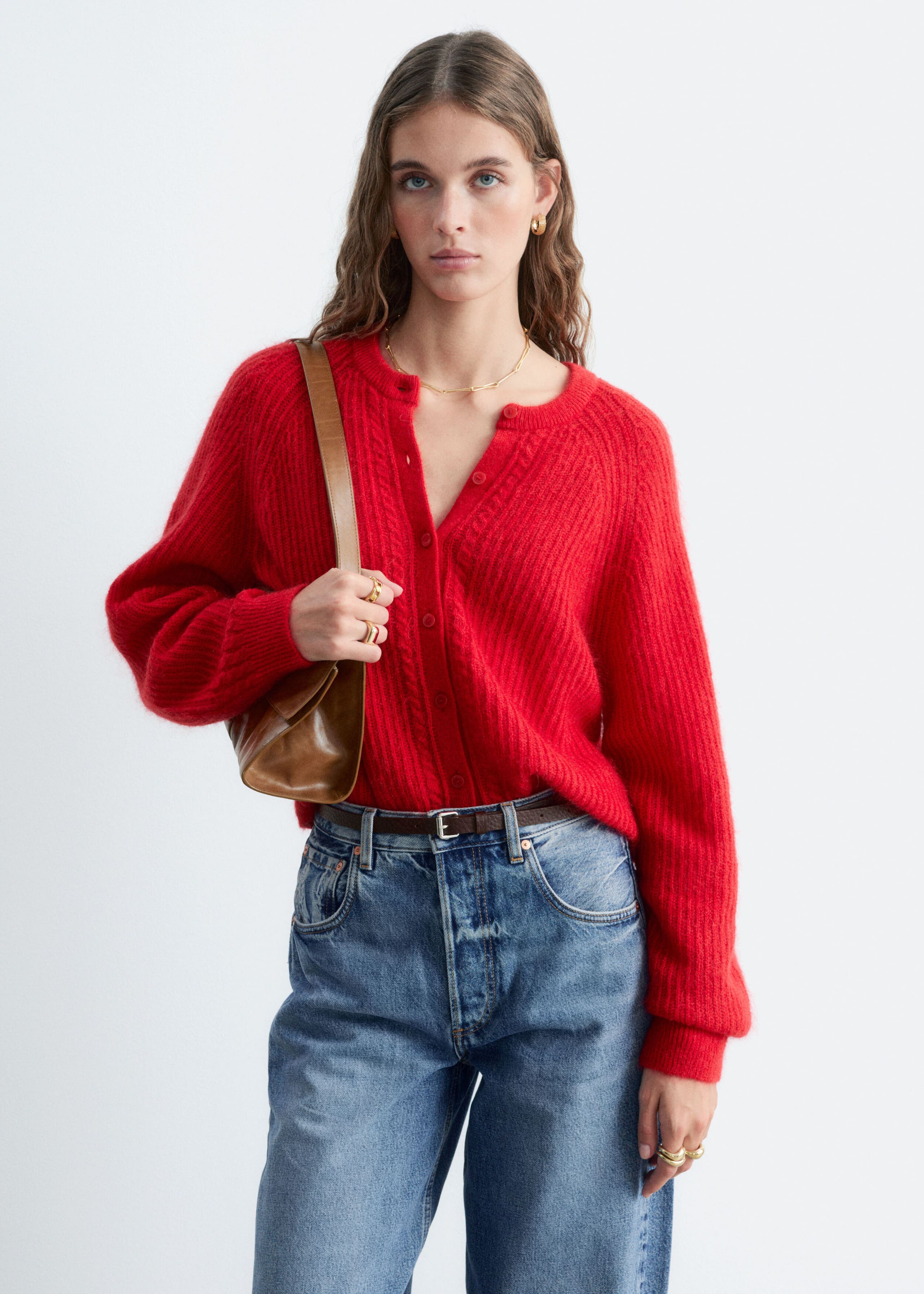 Cárdigan en mezcla de mohair - Topo oscuro - Lookbook