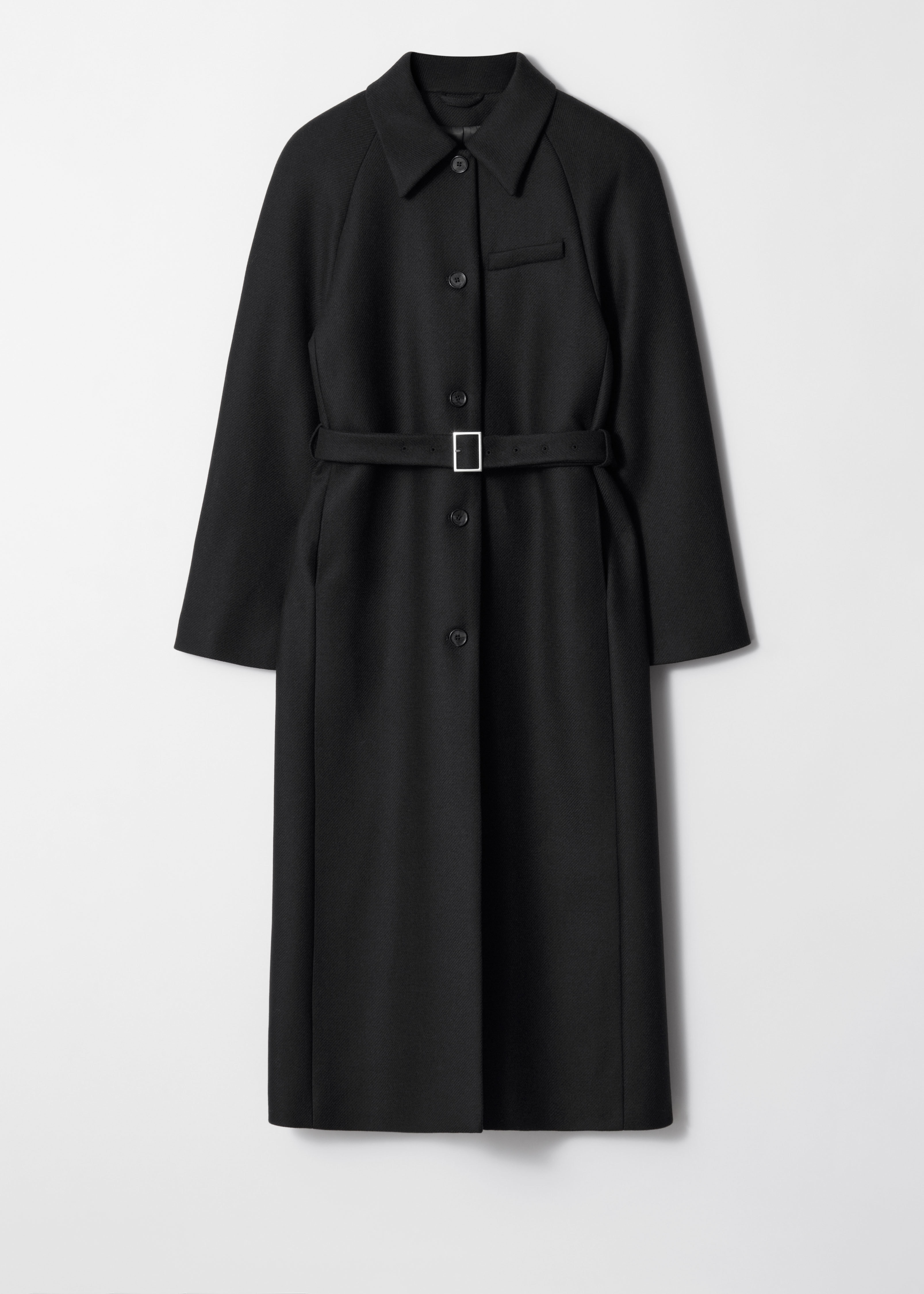 Belted Wool Coat - Black