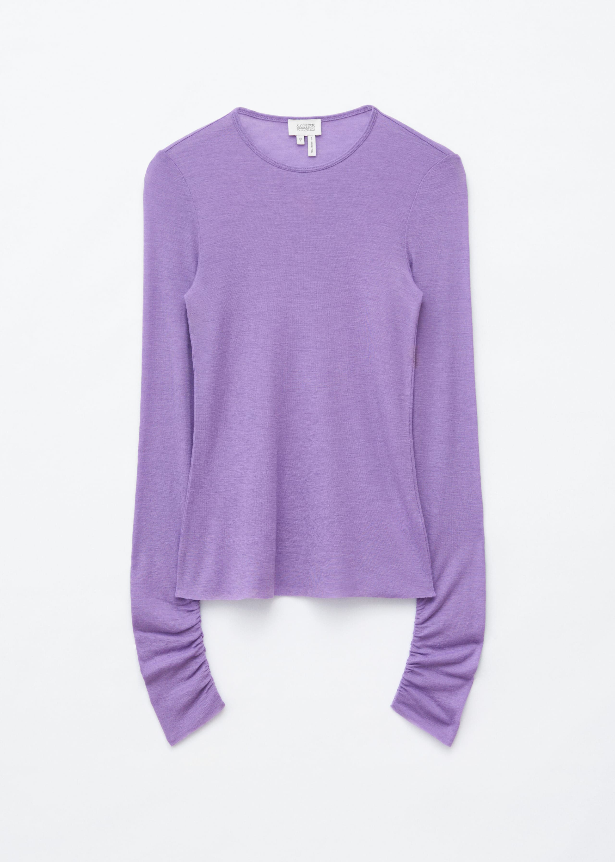 Plain-Knit Wool Top - Lilac - Still Life