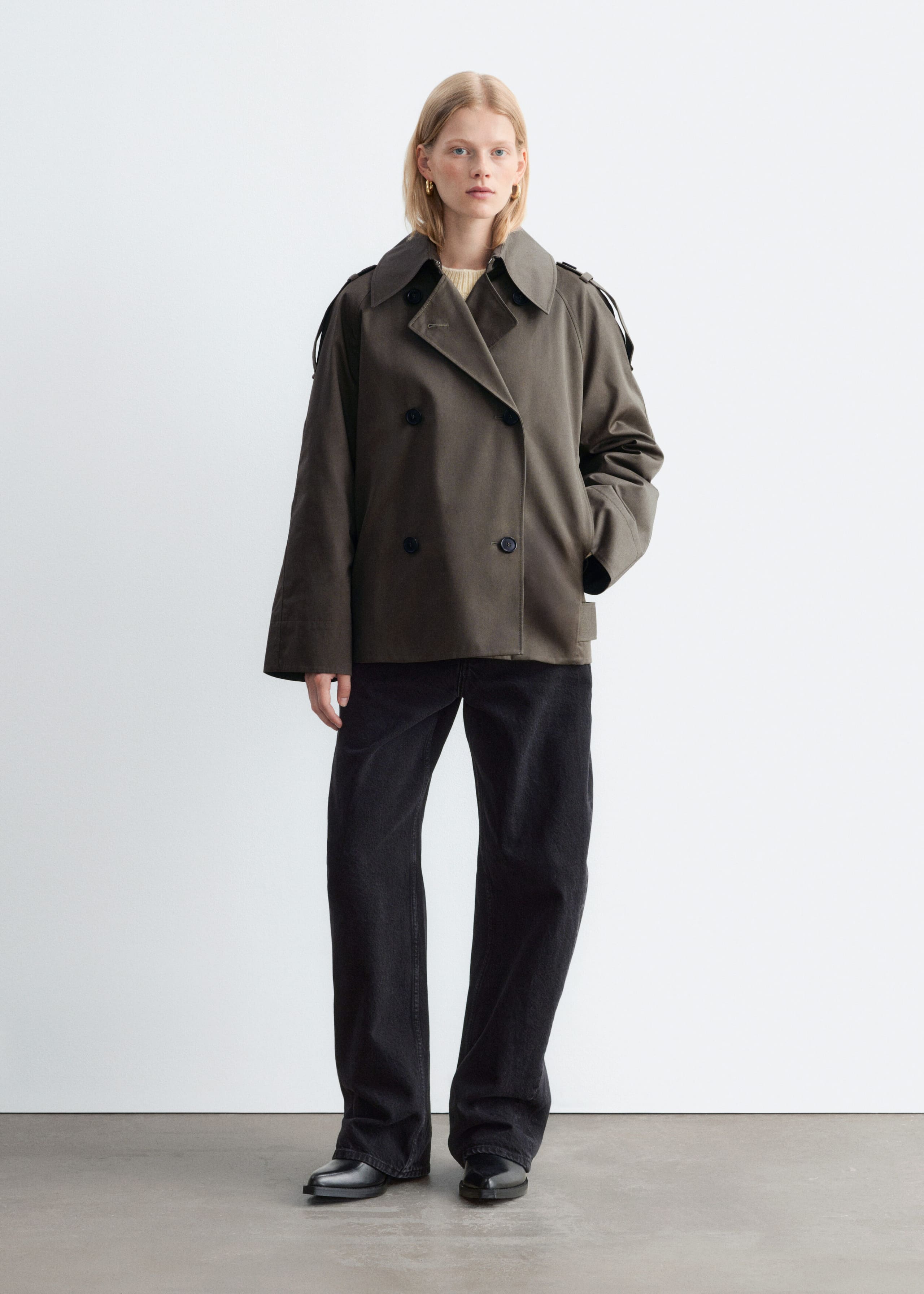 Double-Breasted Trench Jacket - Beige - Lookbook