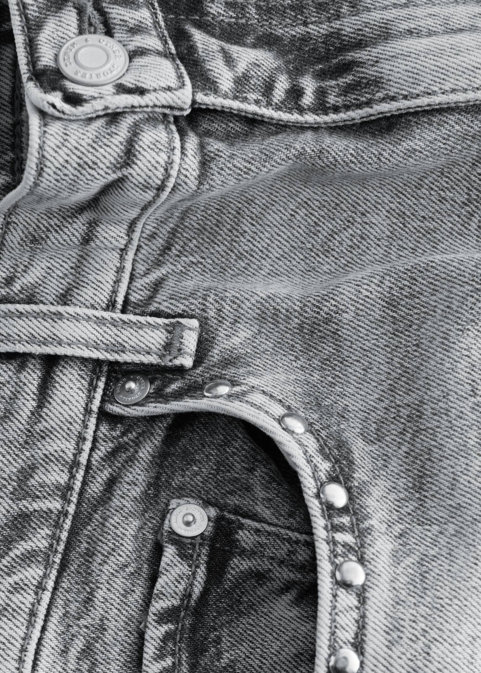 Studded Wide-Leg Jeans - Light Grey - 5