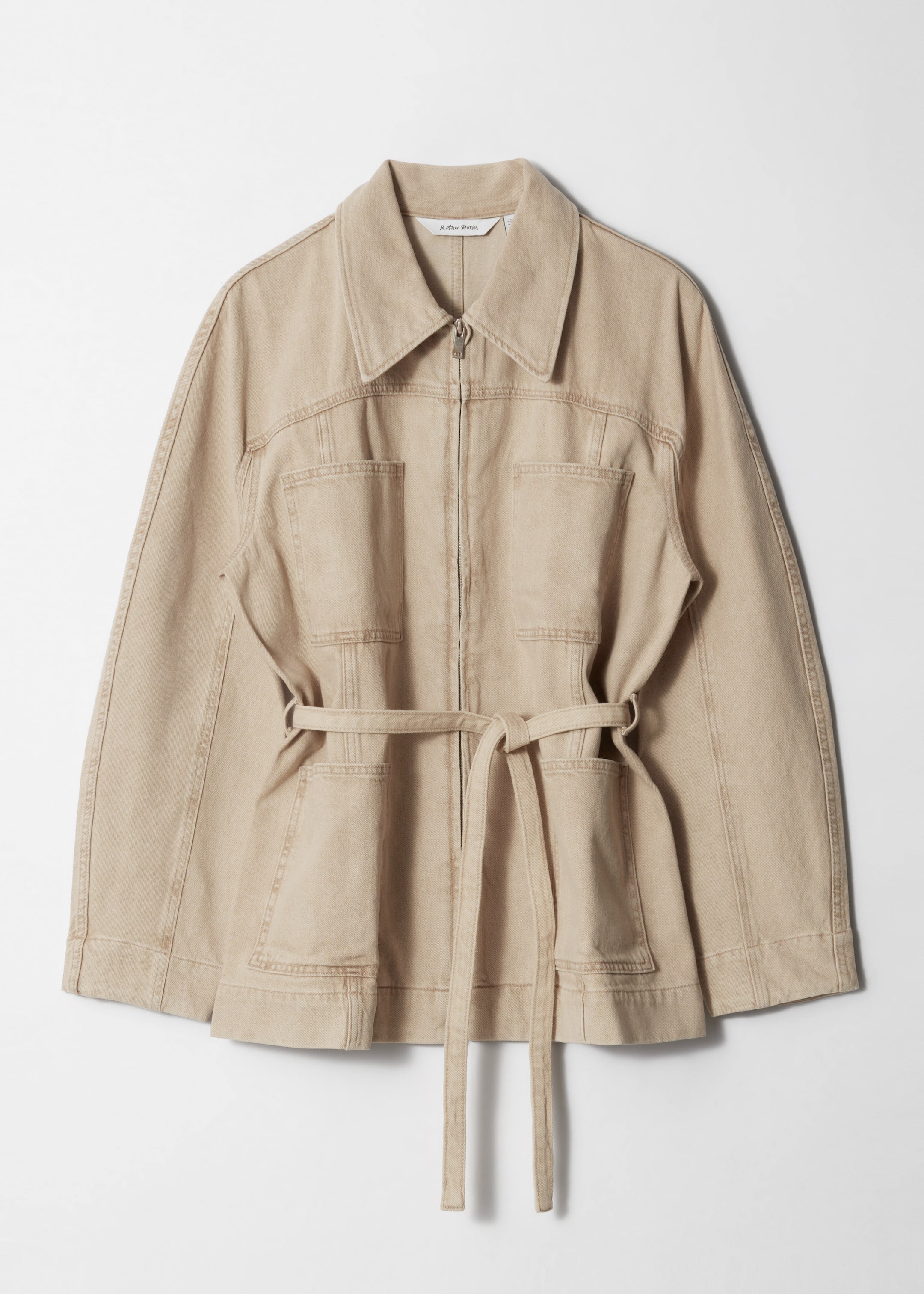 Agrandir l'image: Veste ceinturée en jean - Beige - FEMME | H&M CH 7