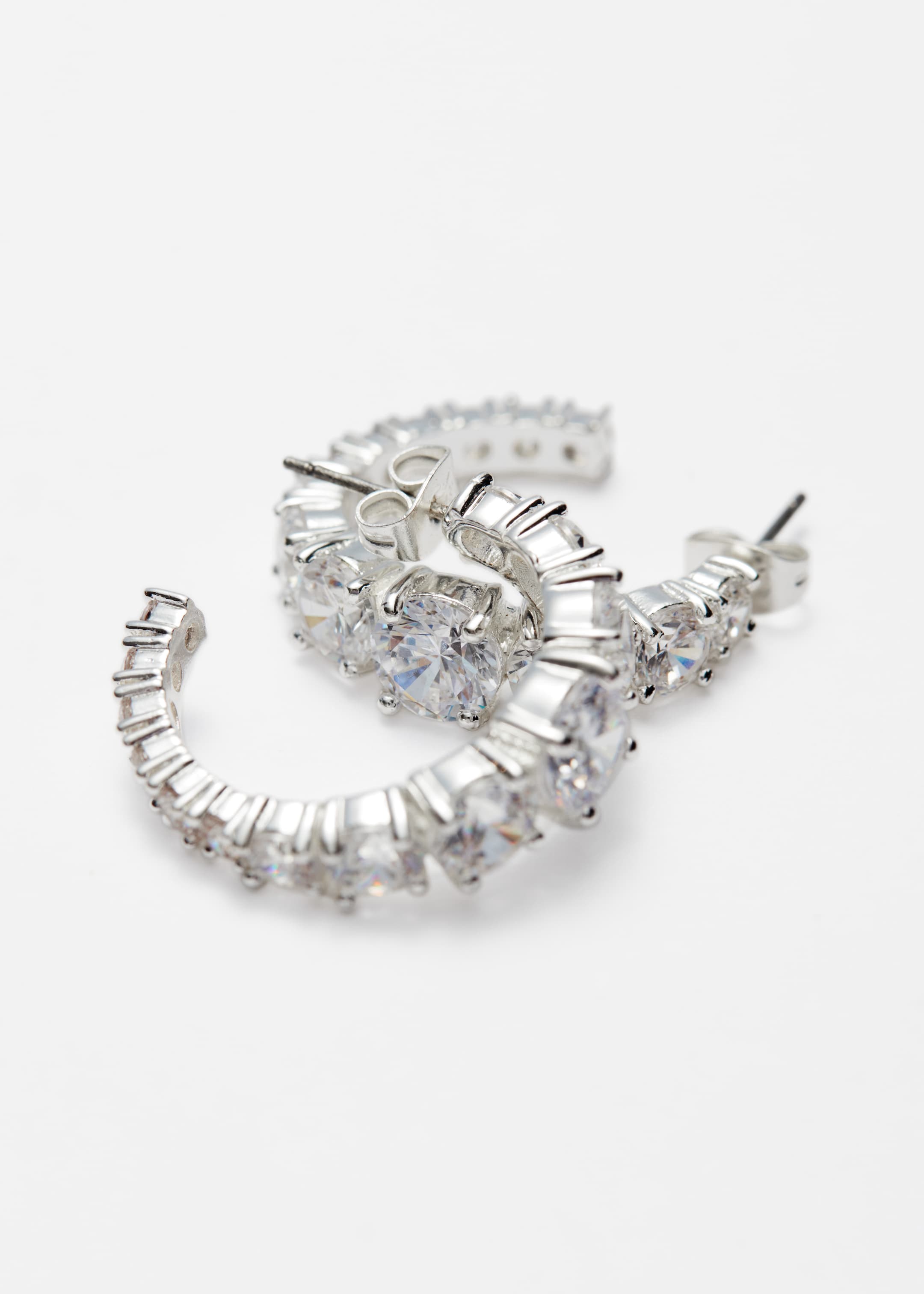 Ingrandisci l'immagine: Crystal Hoop Earrings - Silver - DONNA | H&M CH 1