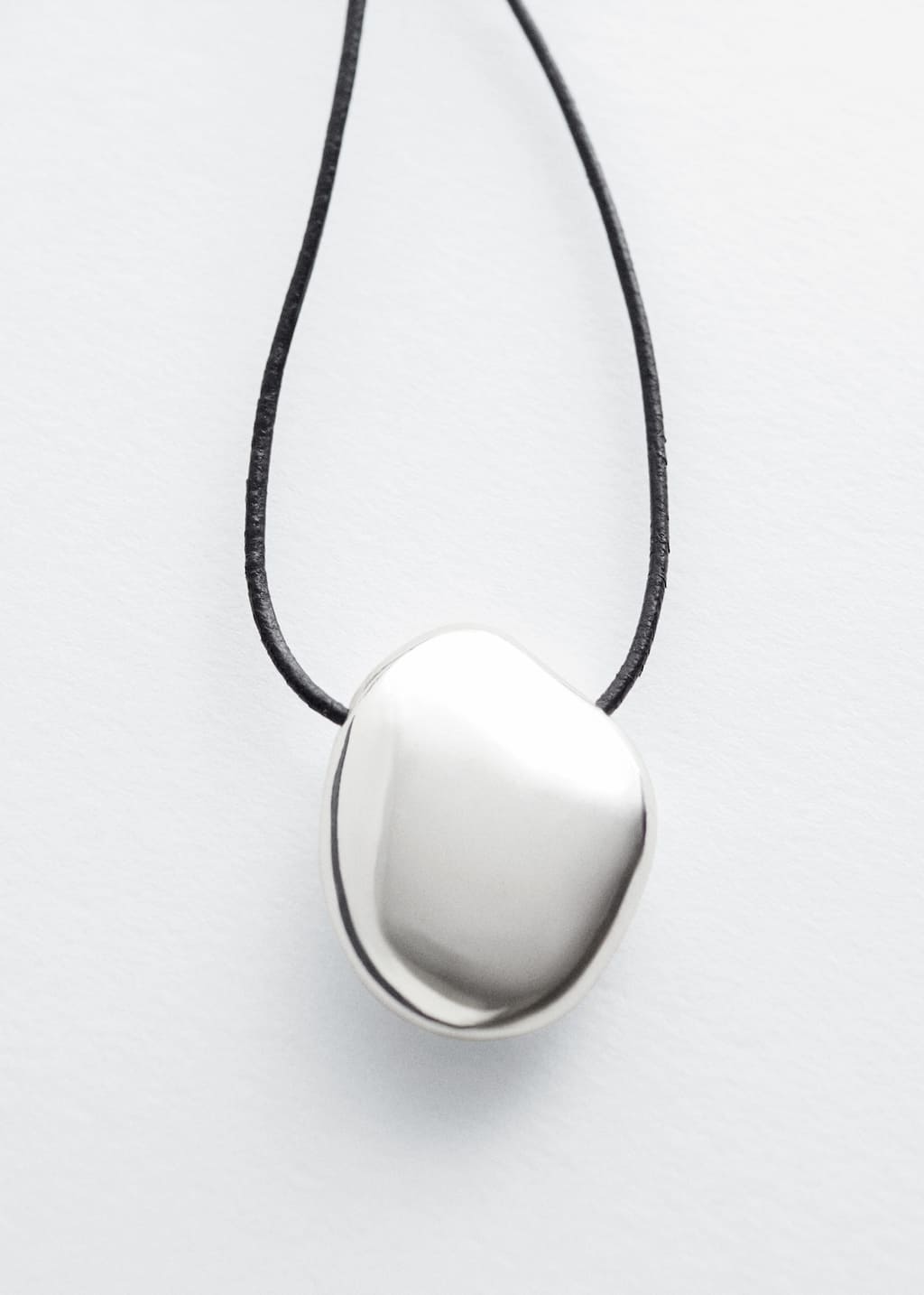 Sculptural Pendant Cord Necklace - Silver - Still Life