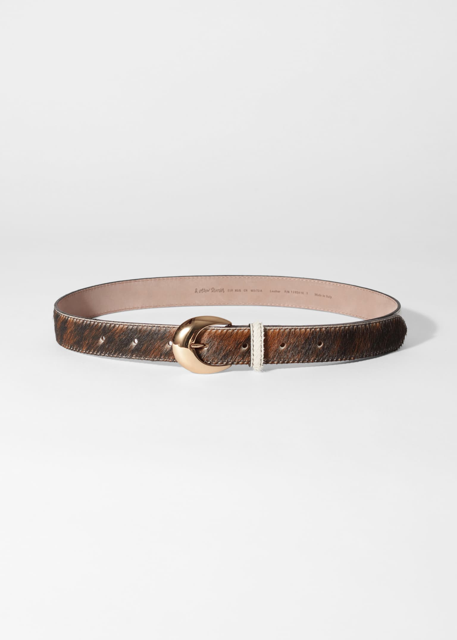 Leren riem met koeienprint - Bruin/Donkerbruine zebraprint